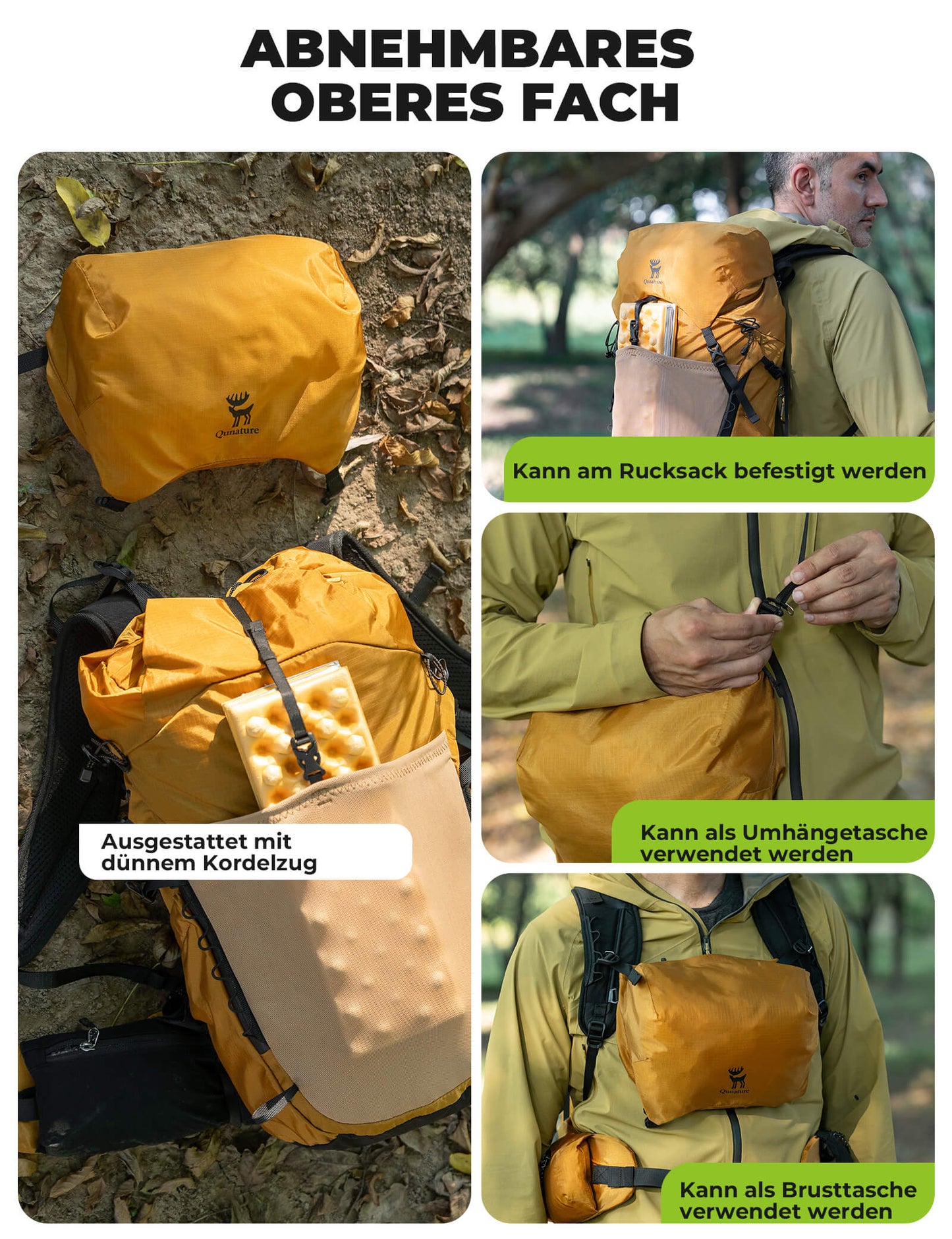 25L andningsbar vandringsryggsäck - med avtagbar ficka och sidoåtkomst Quantature