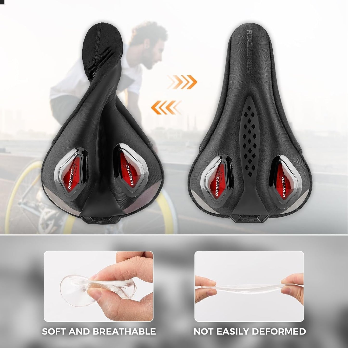 ROCKBROS cykelsadelöverdrag gelöverdrag för cykelsits med vattentäta sadelöverdrag sadelskydd cykelsadelöverdrag för landsvägscykel mountainbike sadelöverdrag för män och kvinnor
