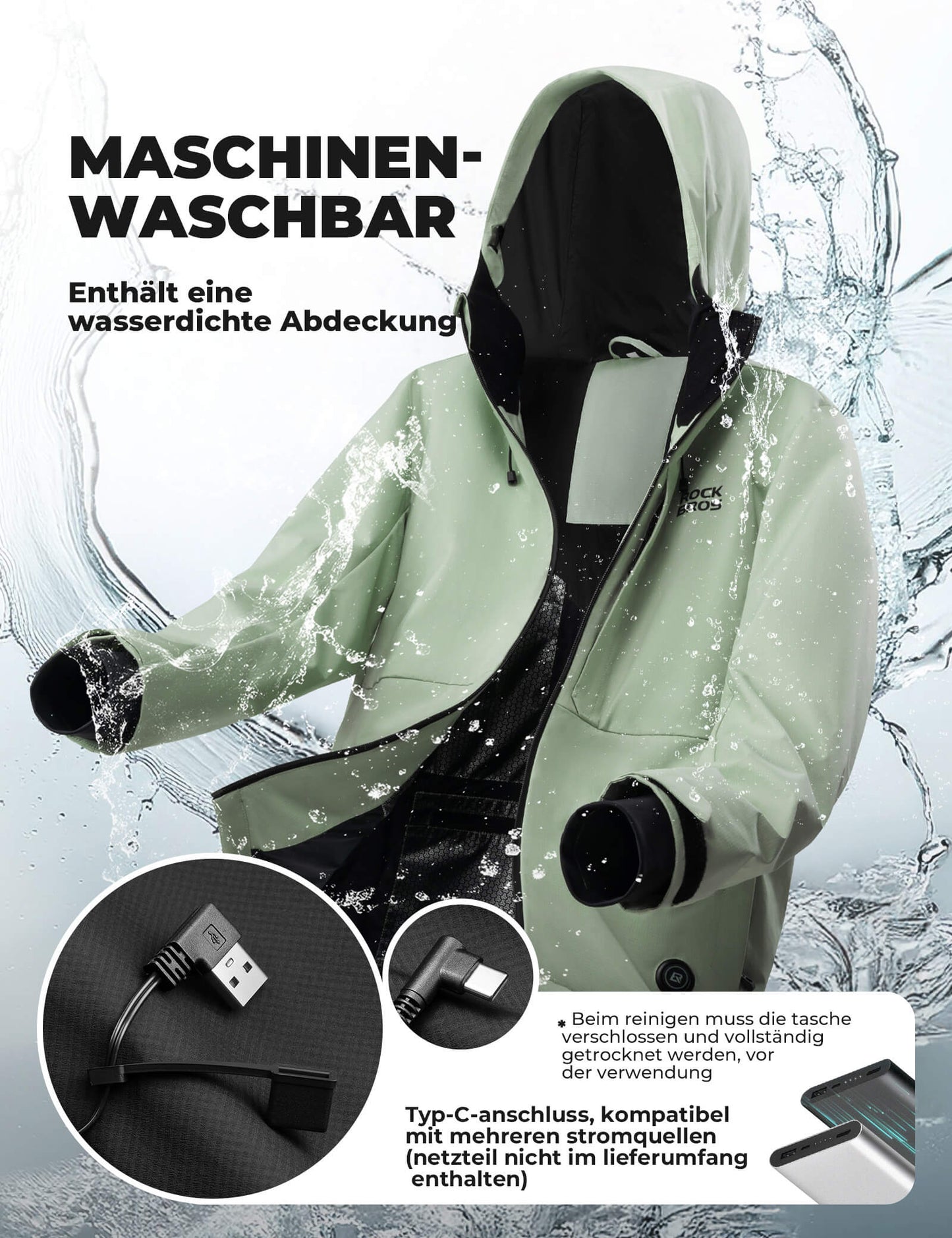 Värmande cykeljacka med Typ-C-anslutning ROCKBROS