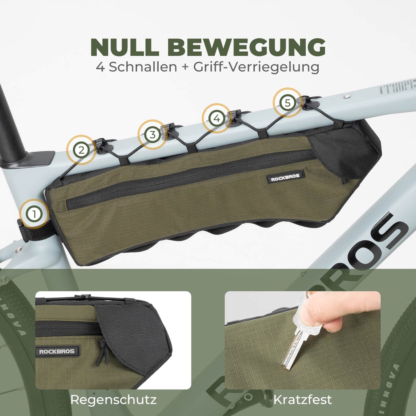 Cykelramväska, triangelväska, 1,9L, ultratunn och snabb åtkomst, ROCKBROS