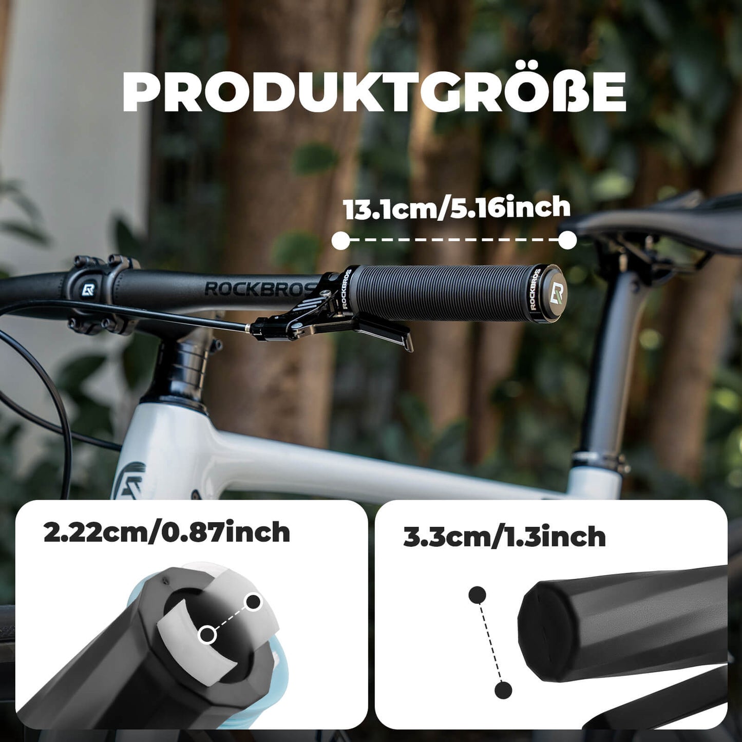 Cykelhandtag, halkfria, dubbel låsmekanism, 22,2 mm, ROCKBROS