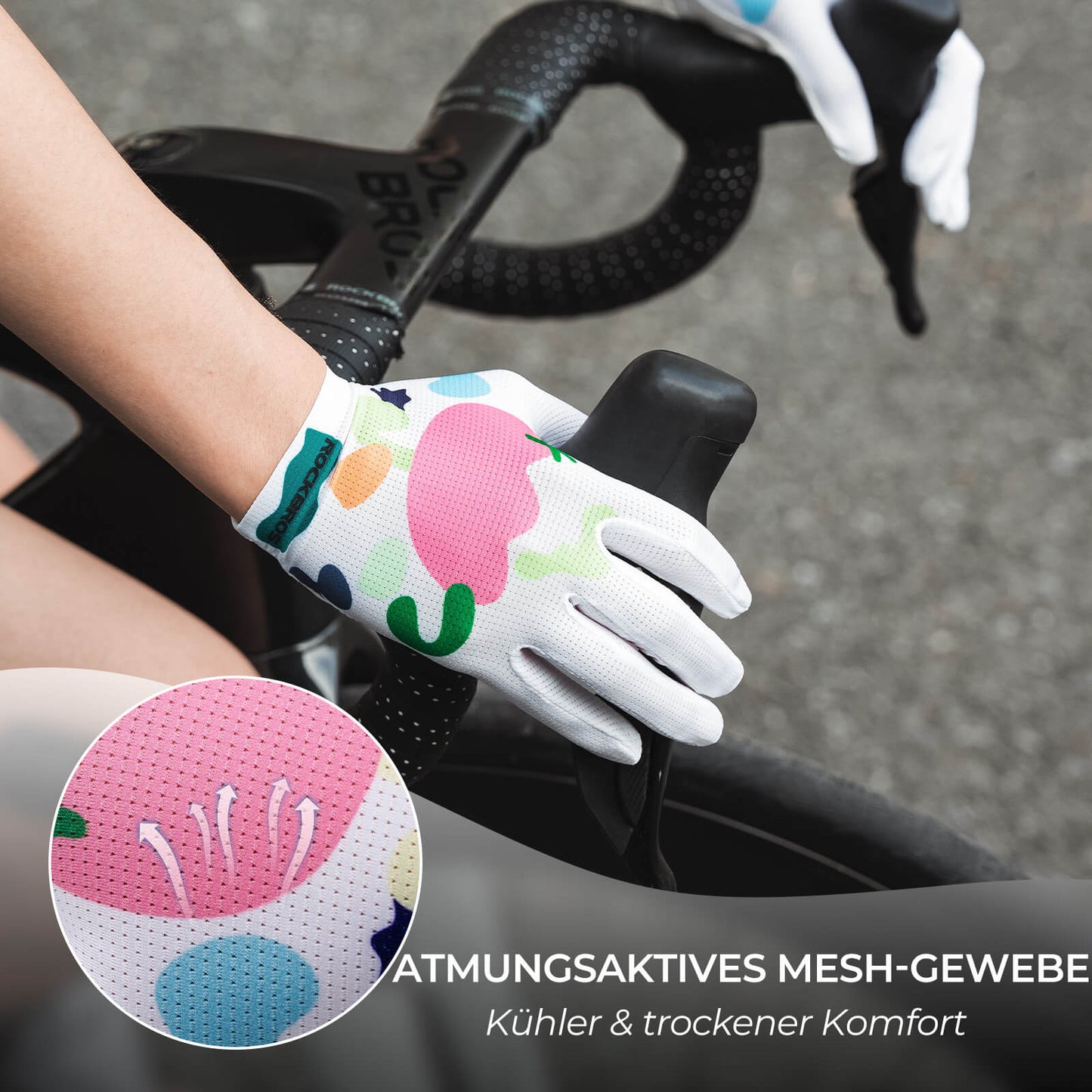 Cykelhandskar med SBR-vaddering, andningsbara, mycket flexibla, ROCKBROS