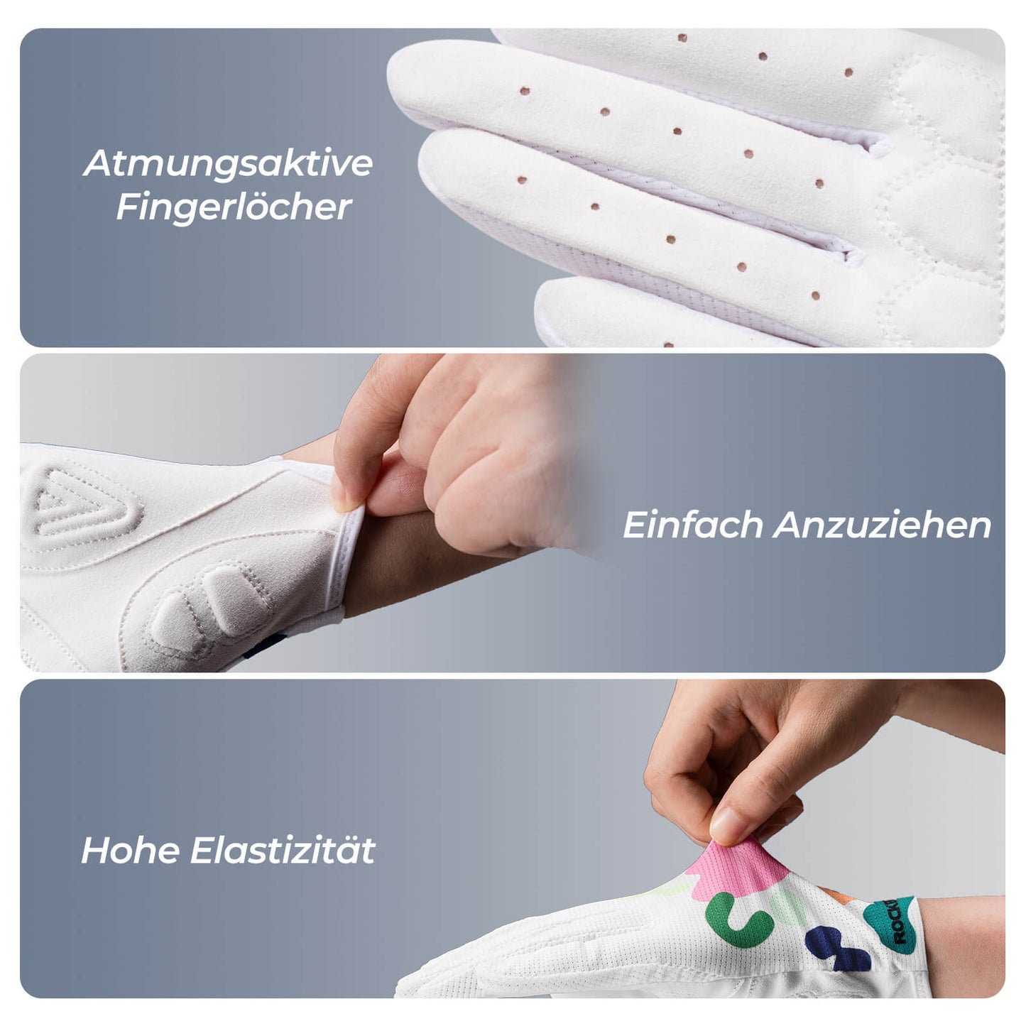 Cykelhandskar med SBR-vaddering, andningsbara, mycket flexibla, ROCKBROS