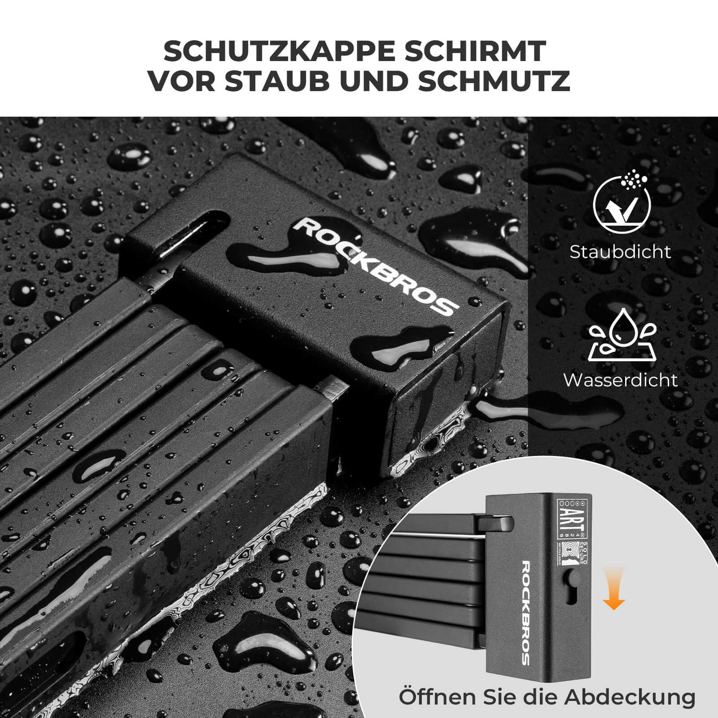 Hopfällbart cykellås 104 cm Hopfällbart ROCKBROS