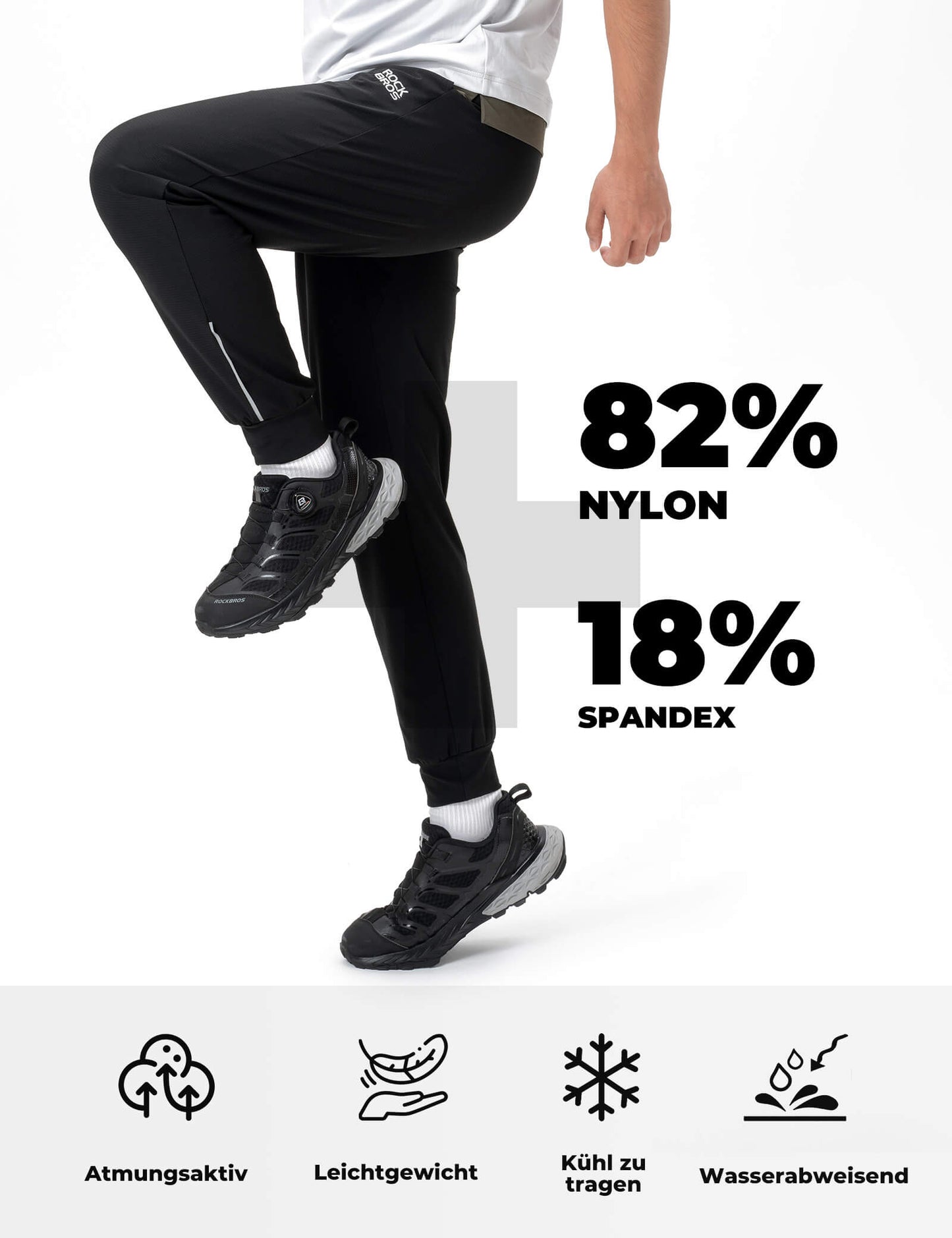 Cykelbyxor för män med elastisk passform, säkerhetsremsor ROCKBROS