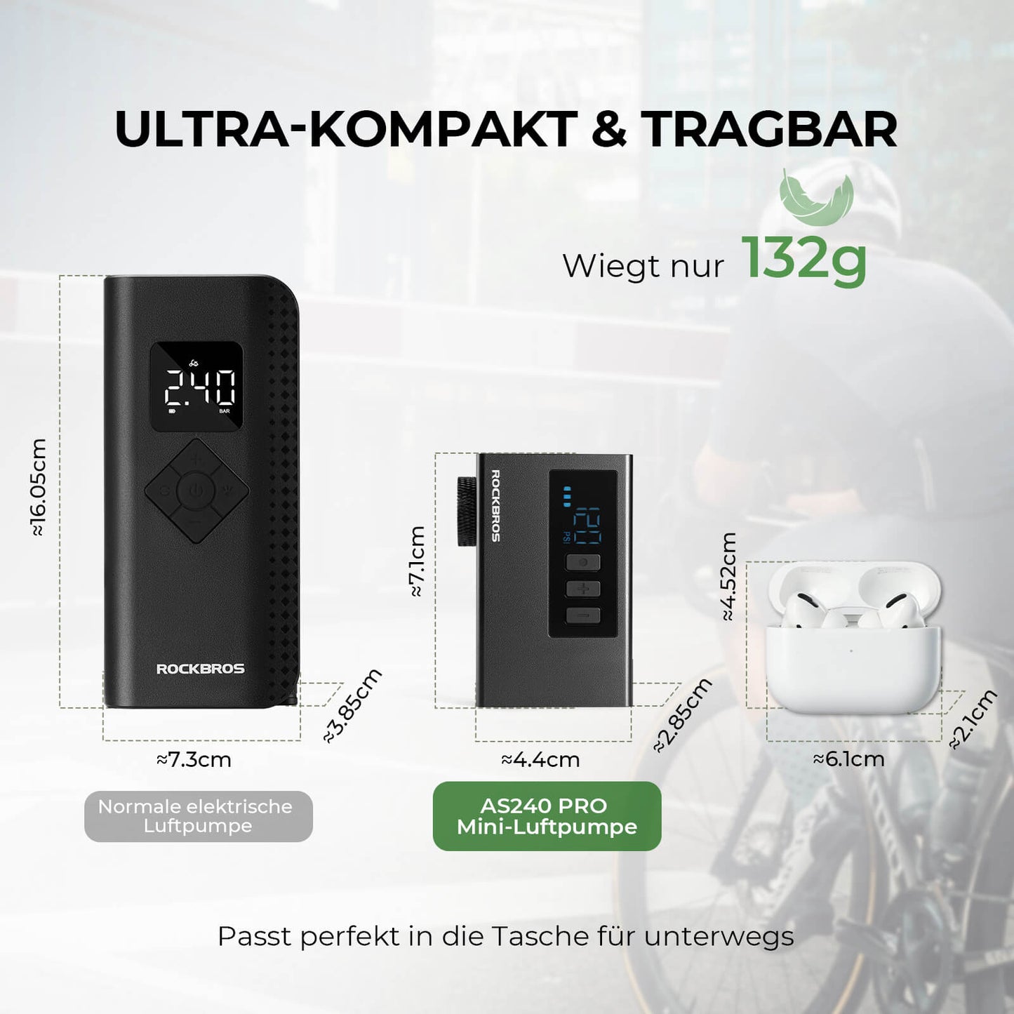 MINI Elektrisk Cykelpump Bärbar AS240 Pro ROCKBROS