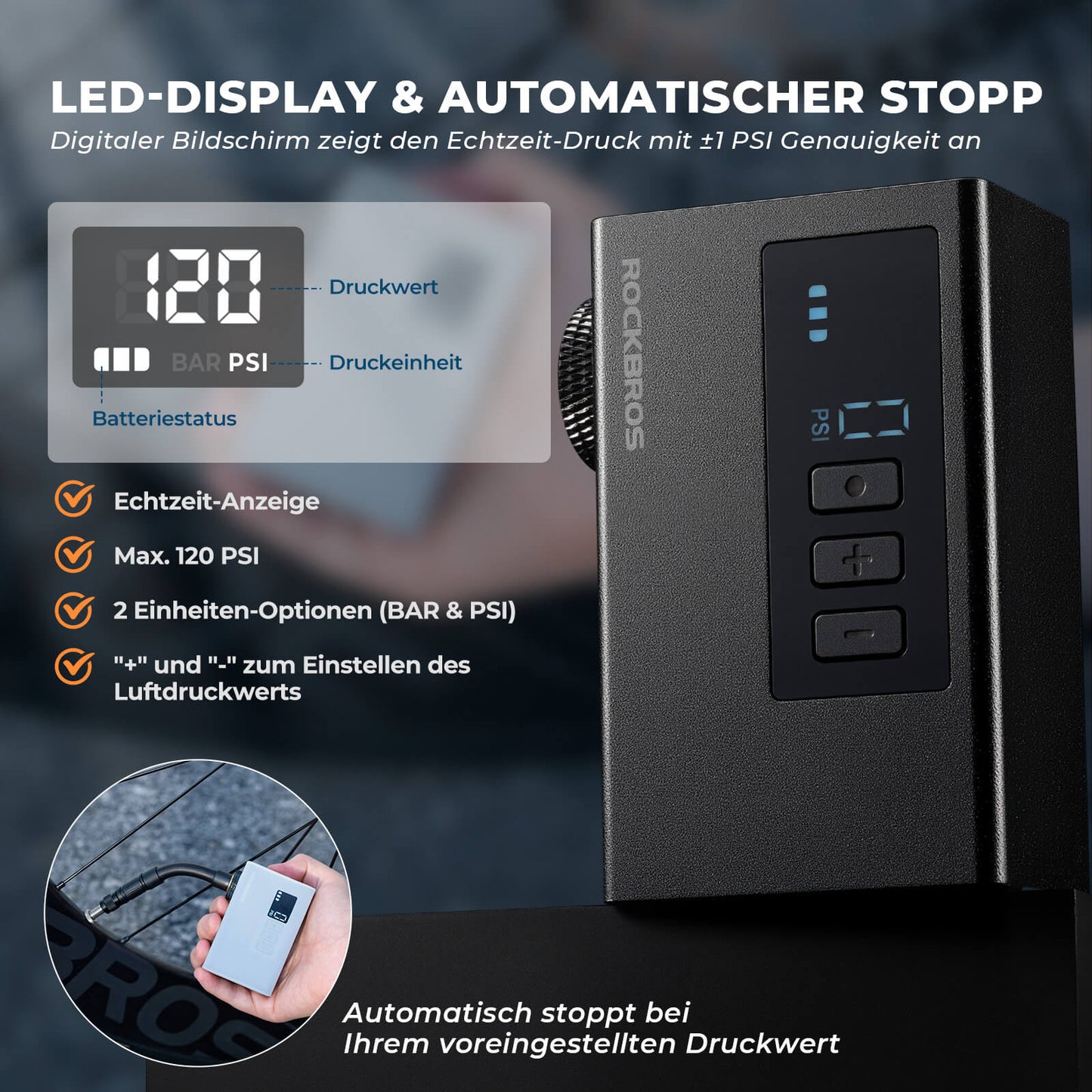 MINI Elektrisk Cykelpump Bärbar AS240 Pro ROCKBROS