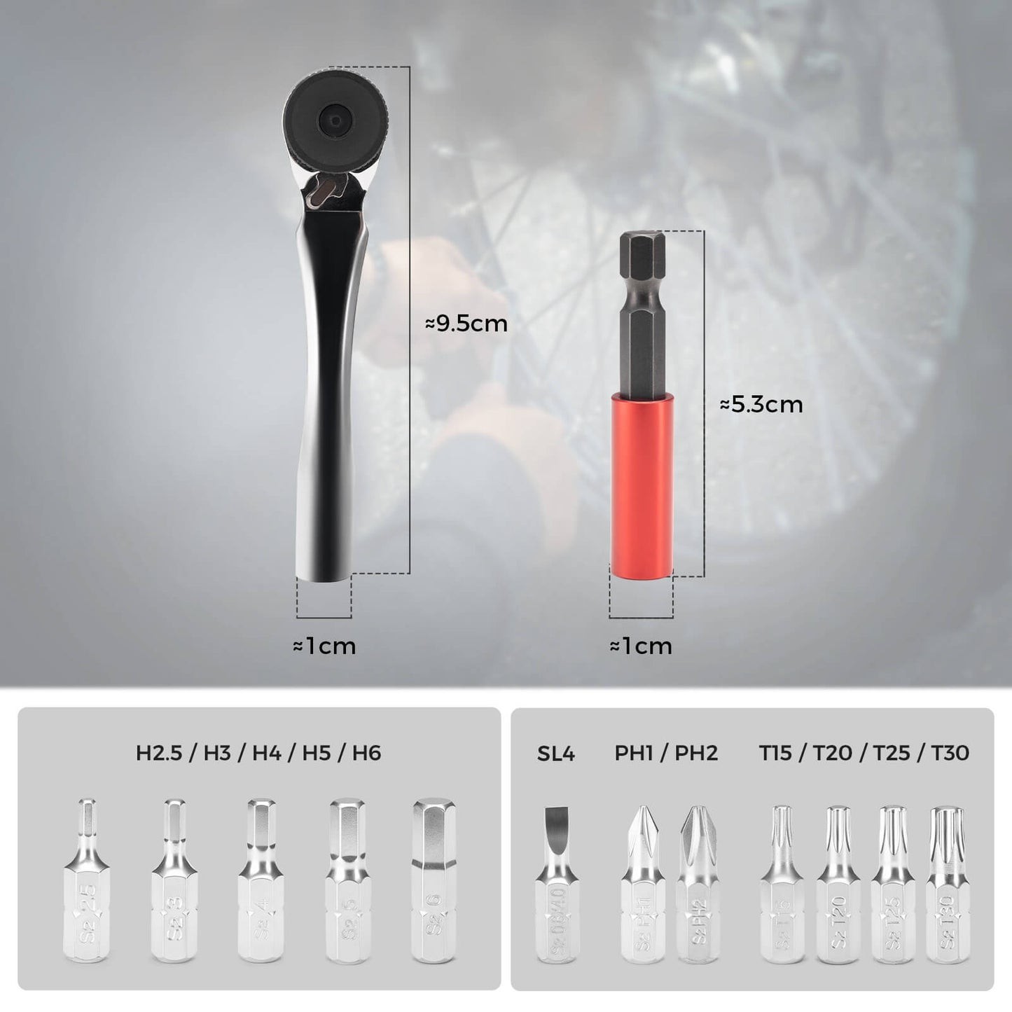 Magnetisk cykelverktygssats med spärrnyckel ROCKBROS