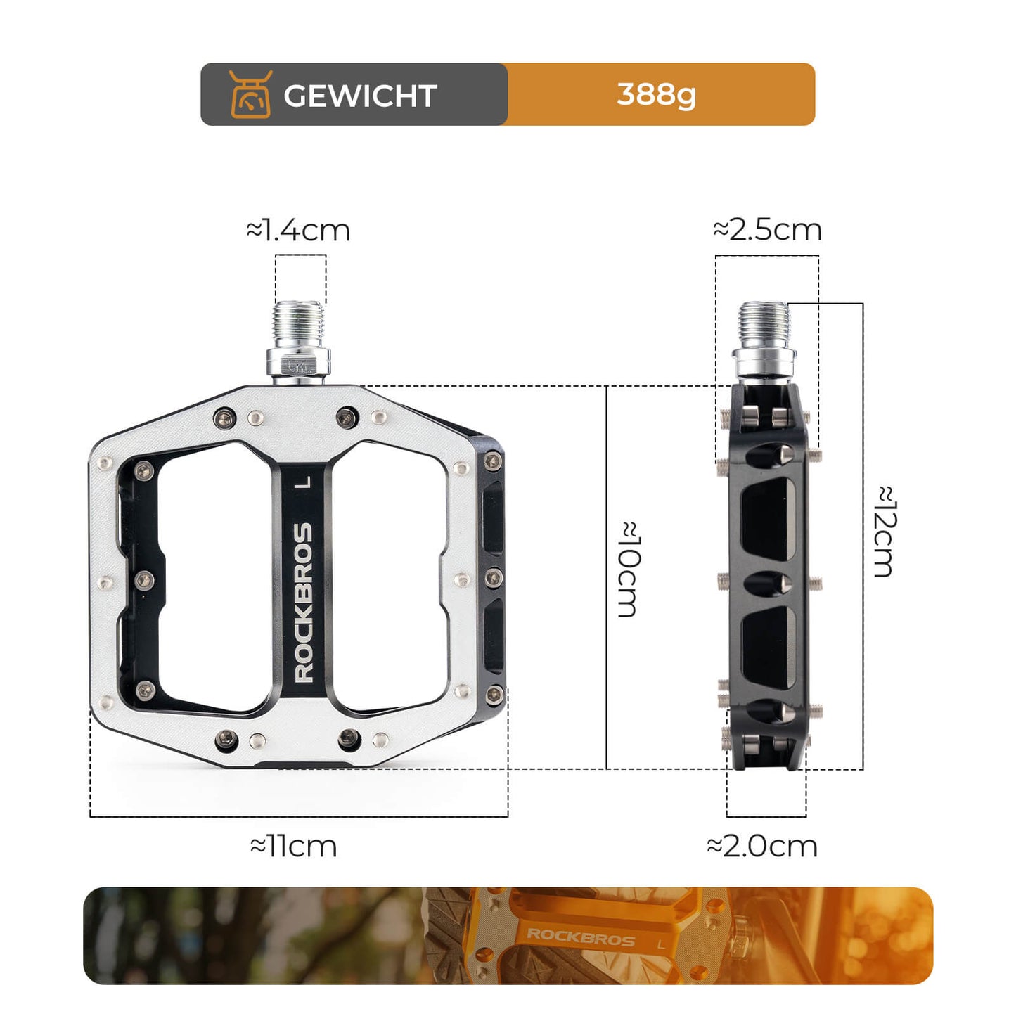 Pedaler med halkfria stift - Bred plattform och krom-molybdenaxel ROCKBROS