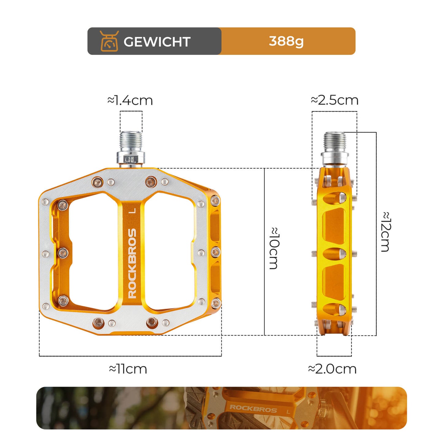 Pedaler med halkfria stift - Bred plattform och krom-molybdenaxel ROCKBROS