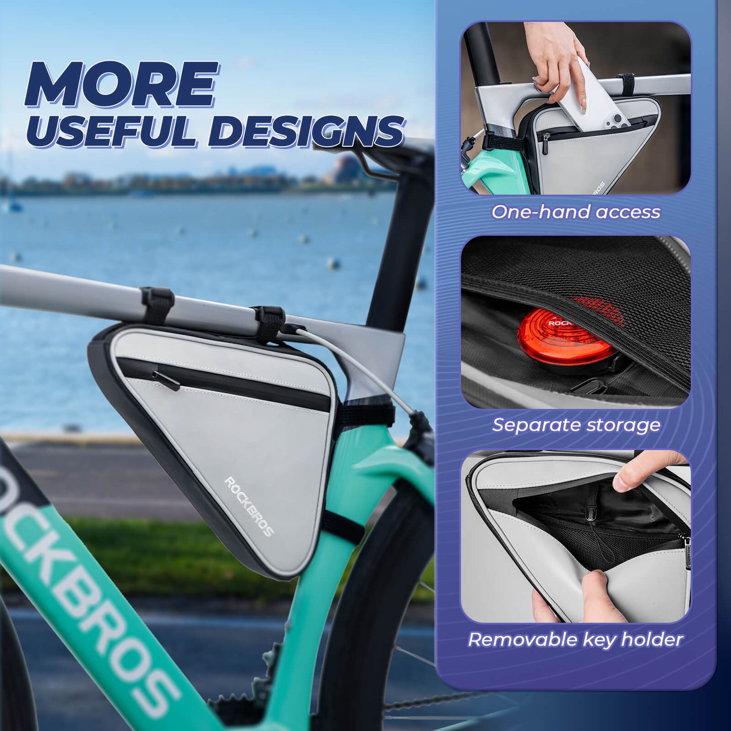 Cykelväska, reflekterande ramväska, triangulär väska, 0,9L, ROCKBROS