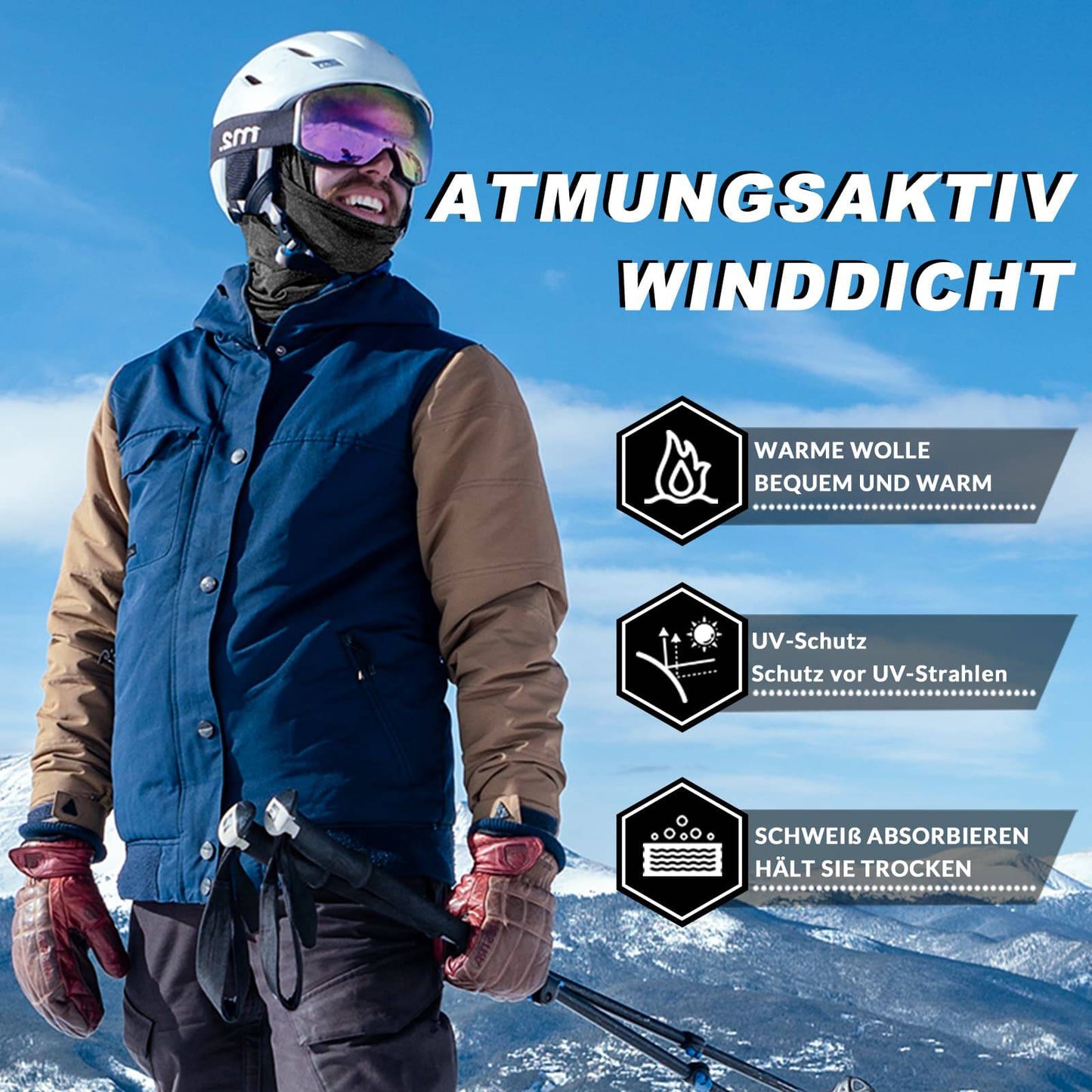 Balaklava 2-pack Höst/Vinter för utomhussporter Unisex ROCKBROS