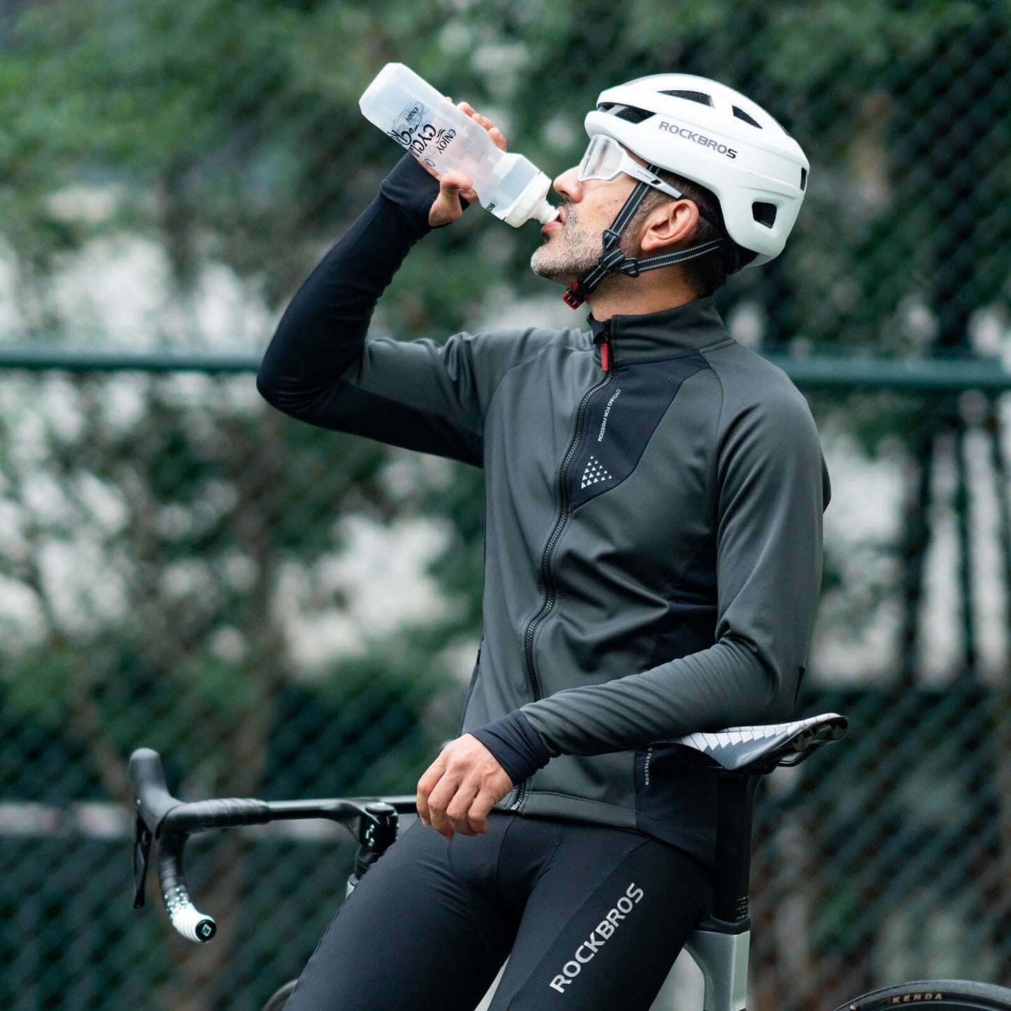 Herrvintercykeljacka, vindtät och andningsbar med fleecefoder, ROCKBROS