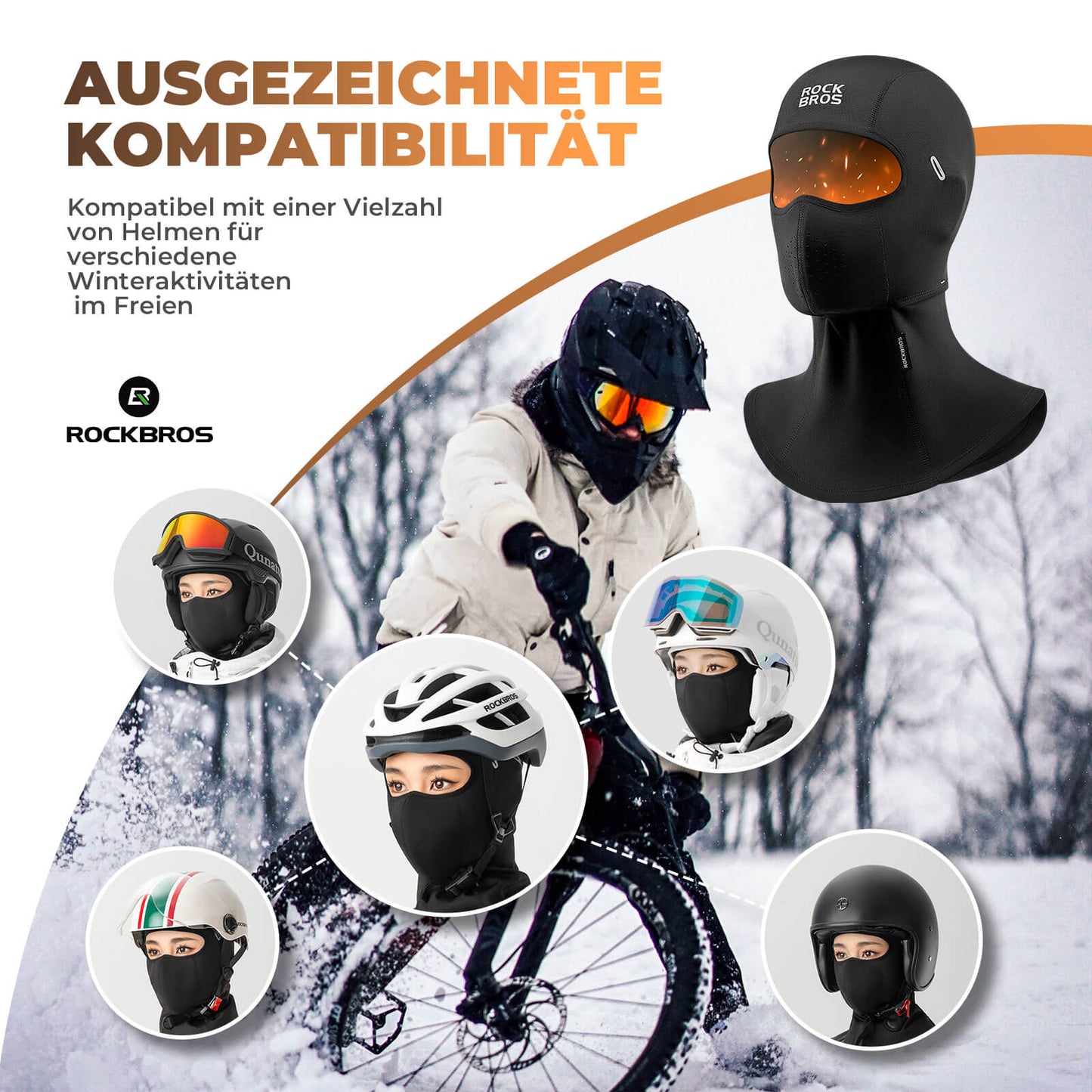 Balaklava, vindtätt ansiktsskydd för cykling, unisex, ROCKBROS