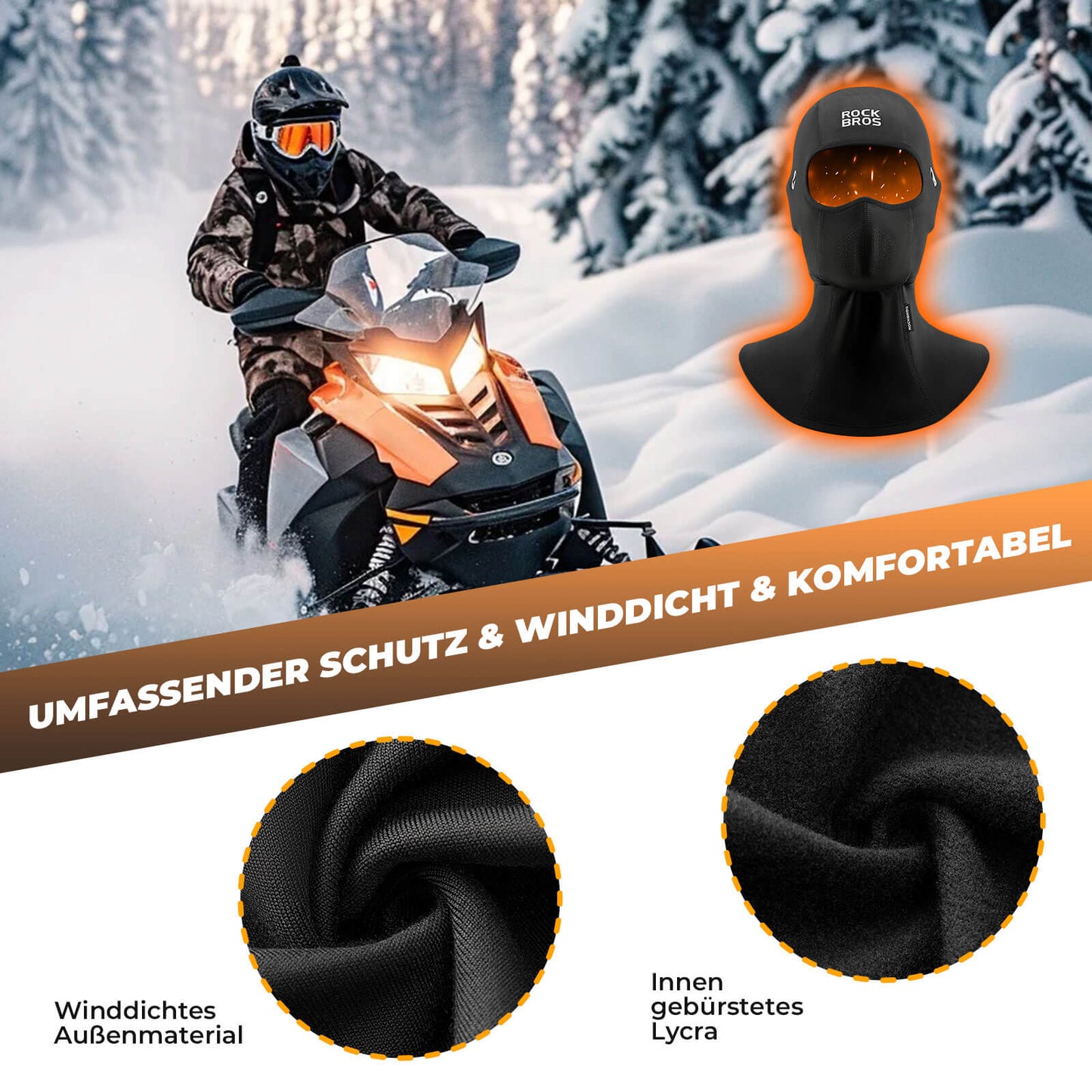 Balaklava, vindtätt ansiktsskydd för cykling, unisex, ROCKBROS