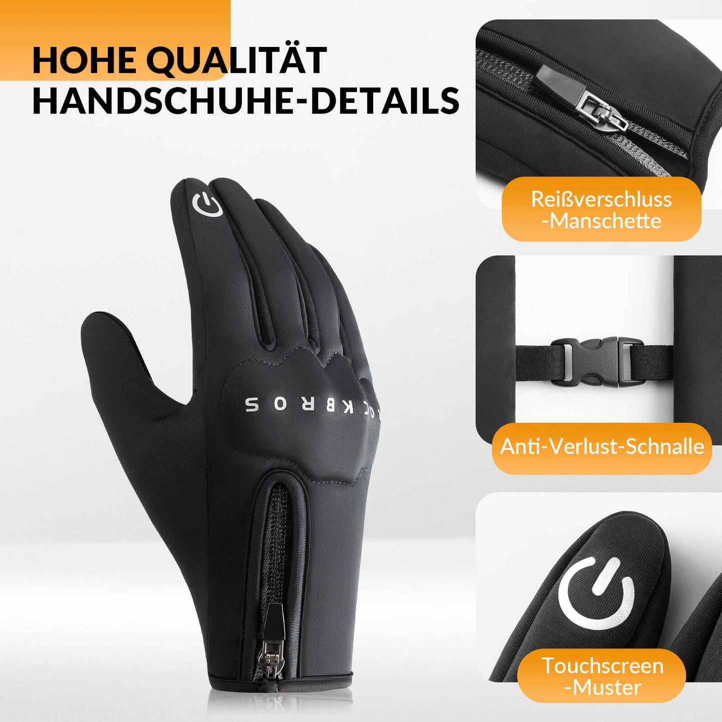 Vintercykelhandskar med gelstoppning, kompatibla med pekskärm, ROCKBROS