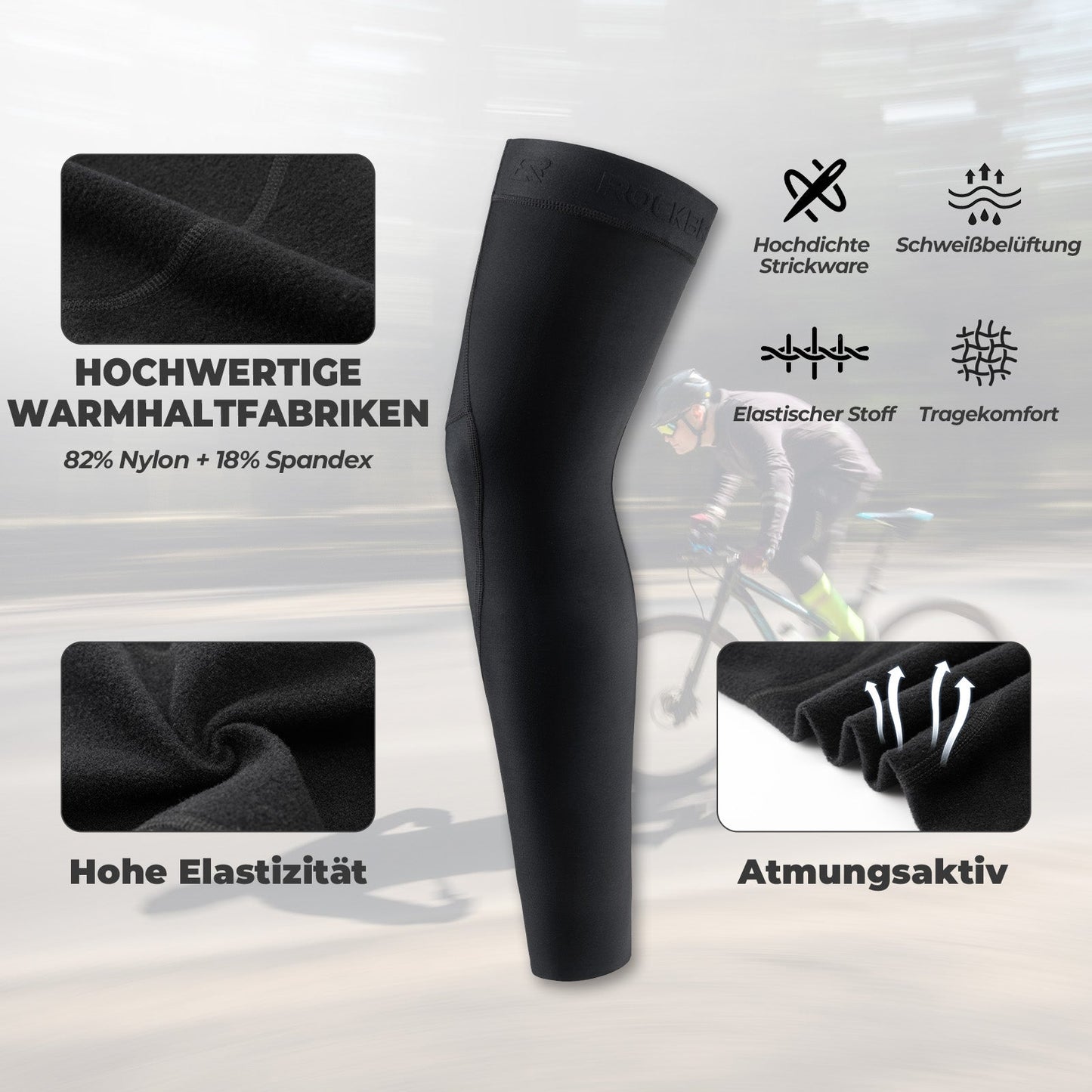 Cykelbenvärmare, halkfria vinterknäskydd för män och kvinnor, ROCKBROS