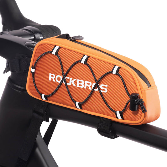 ROCKBROS Overrörsväska 1 L Helt Reflekterande Vit/Orange