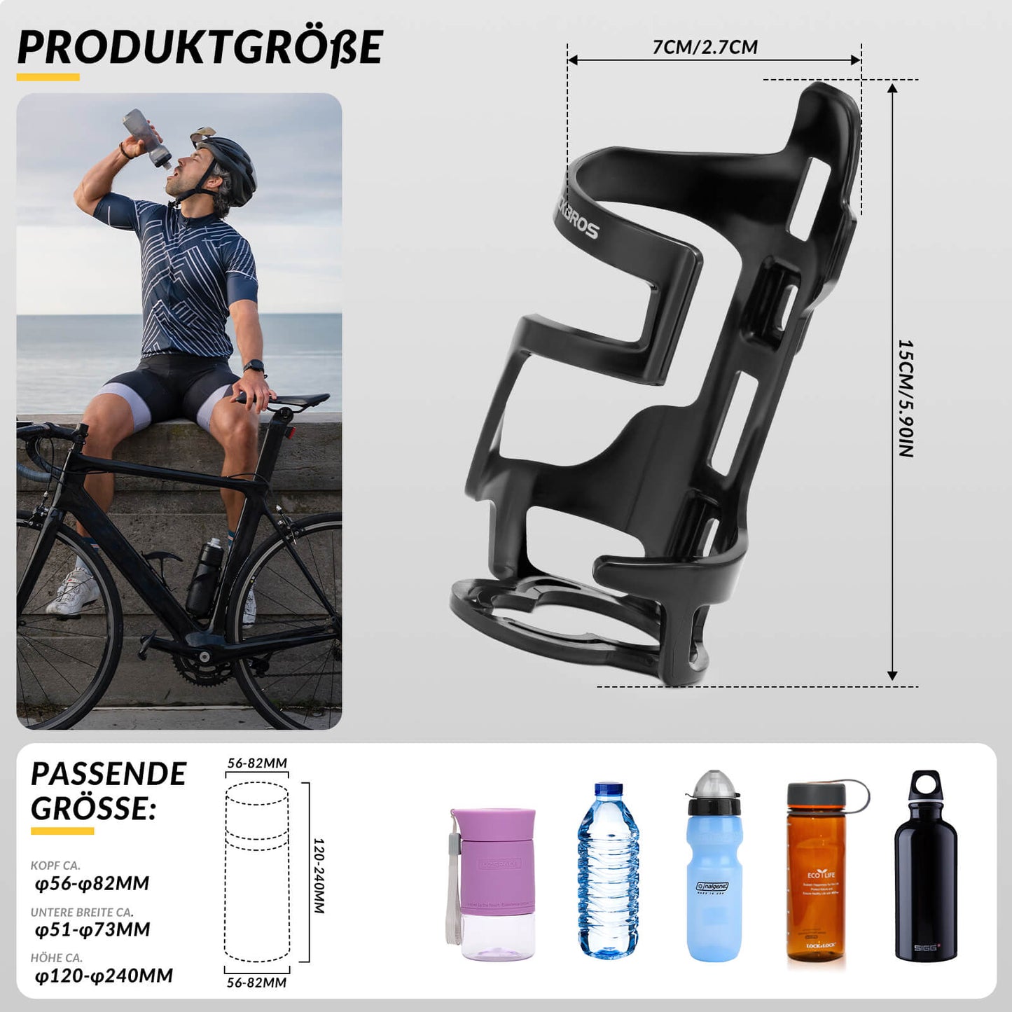 Flaskhållare, cykeltillbehör, lätt, robust, ROCKBROS