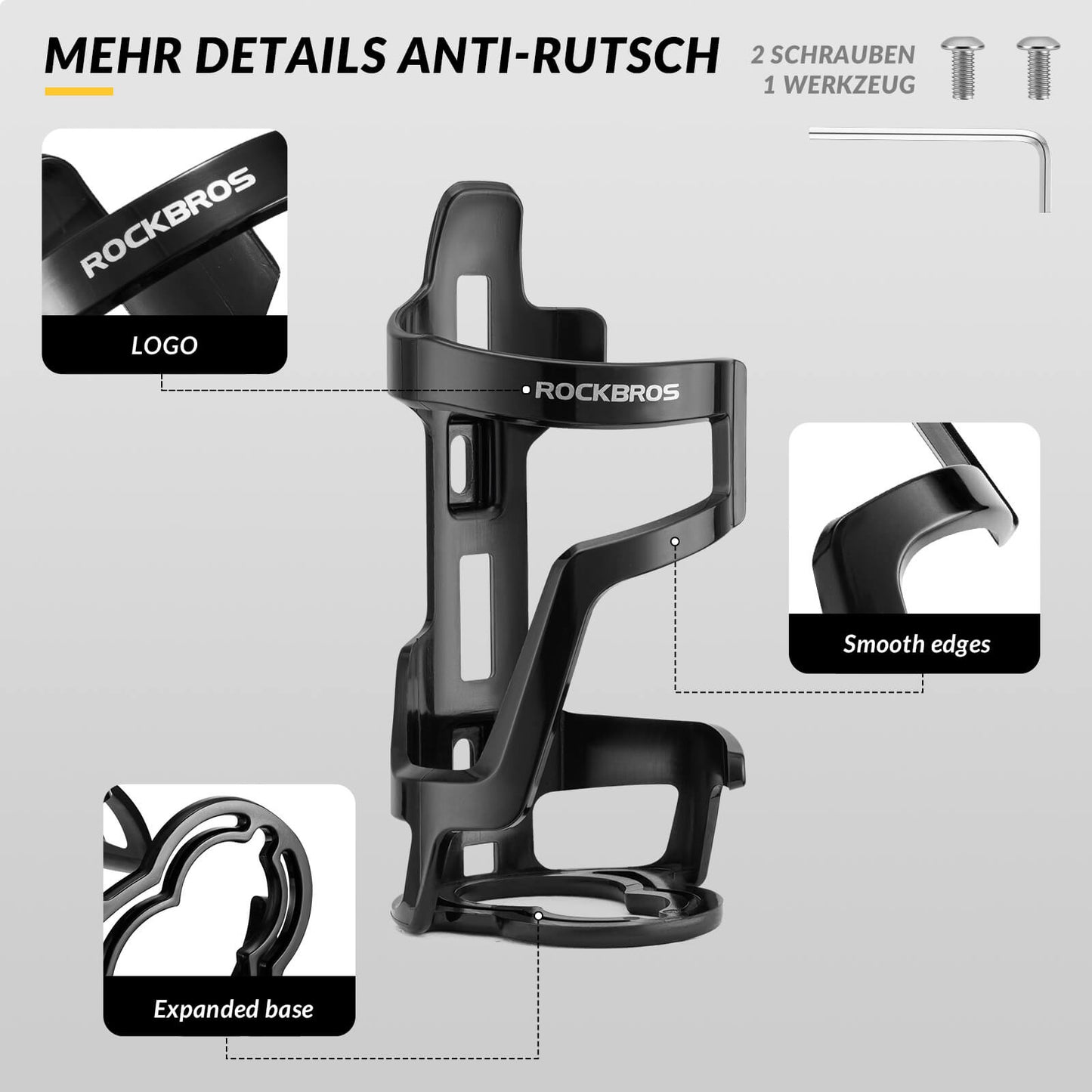 Flaskhållare, cykeltillbehör, lätt, robust, ROCKBROS