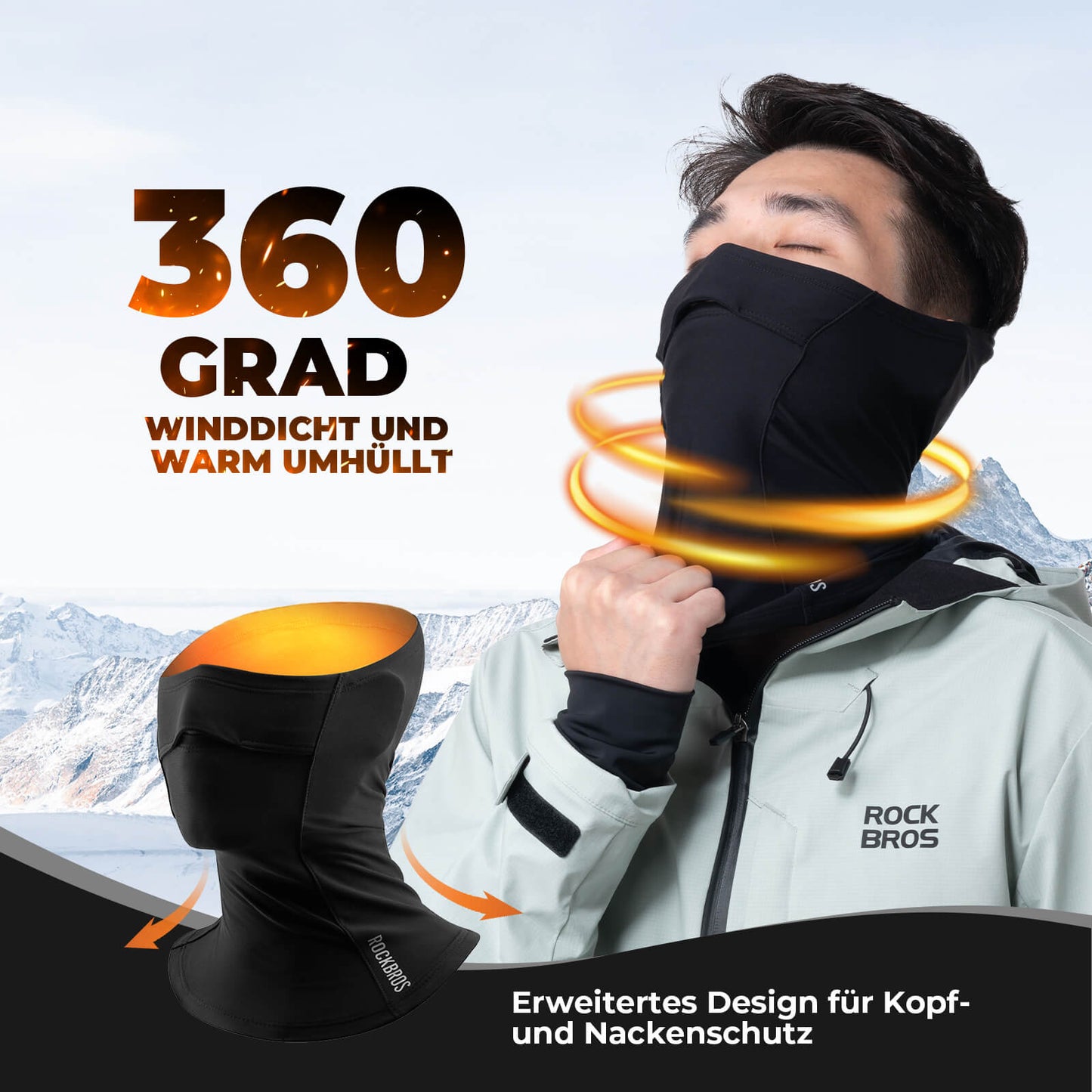 Halv balaklava i tub, andningsbar och elastisk, för cykling och klättring, ROCKBROS