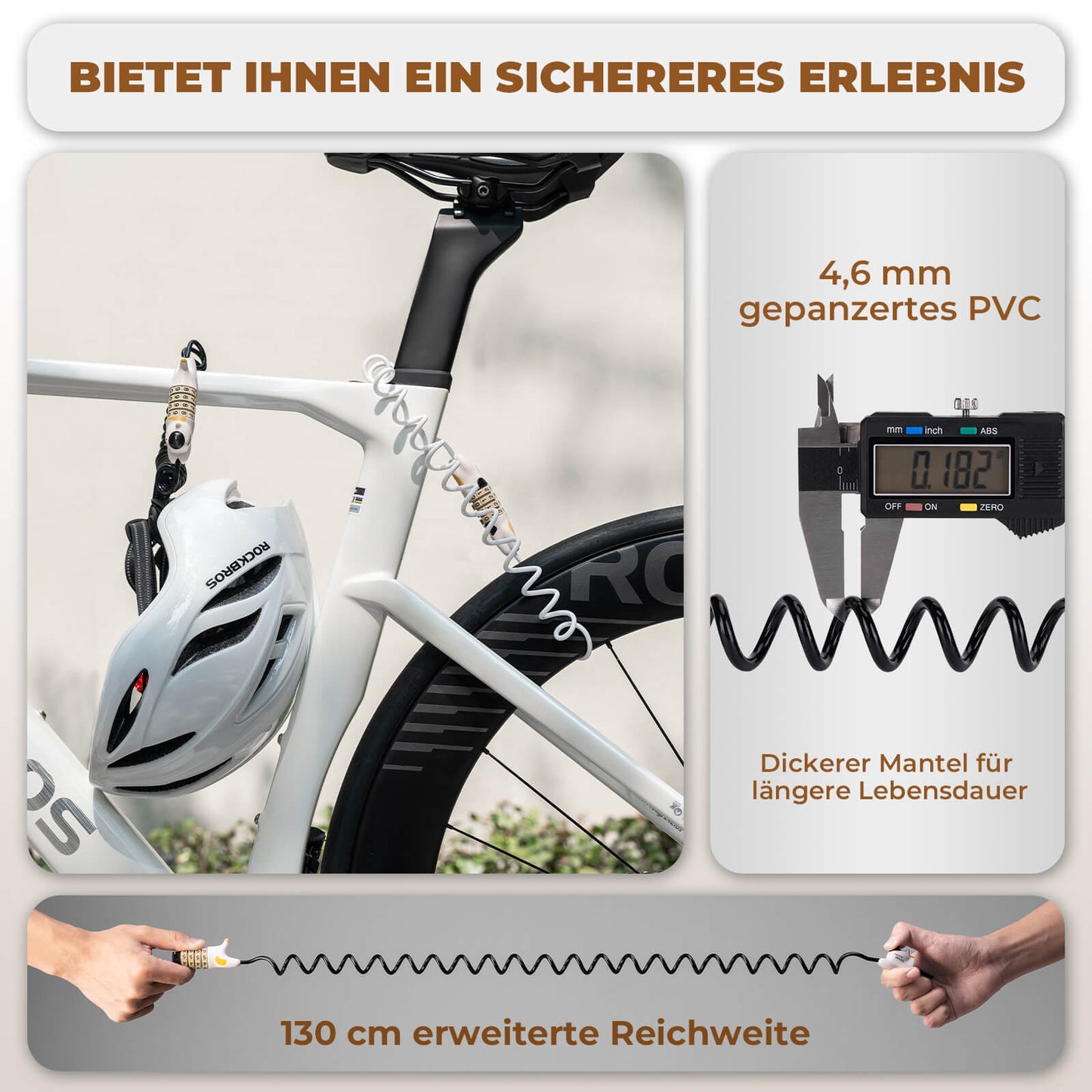 Multifunktionellt cykellås, barnkombinationslås, hjälmlås, ROCKBROS