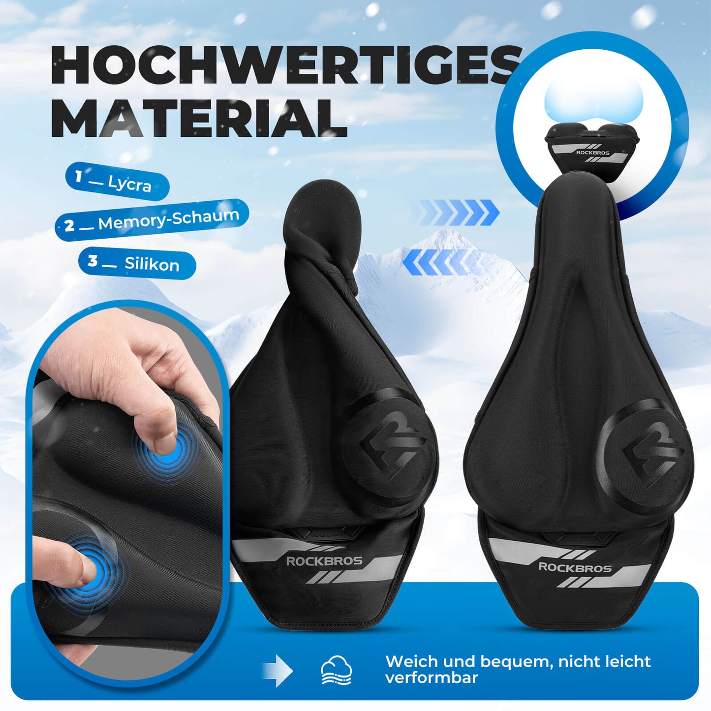 Uppvärmt sadelskydd med snabbfästen för MTB, racercykel och elcykel från Rockbros