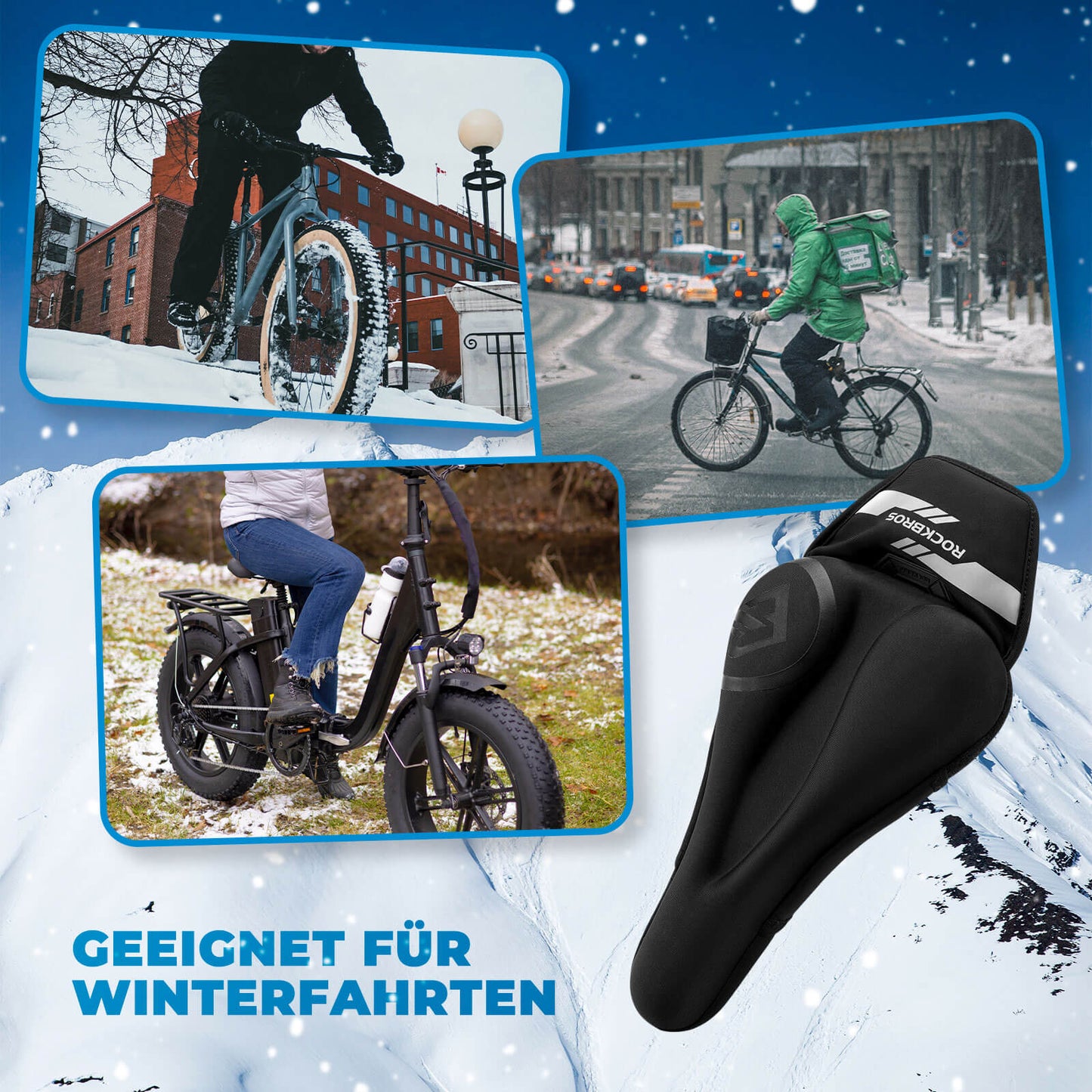 Uppvärmt sadelskydd med snabbfästen för MTB, racercykel och elcykel från Rockbros