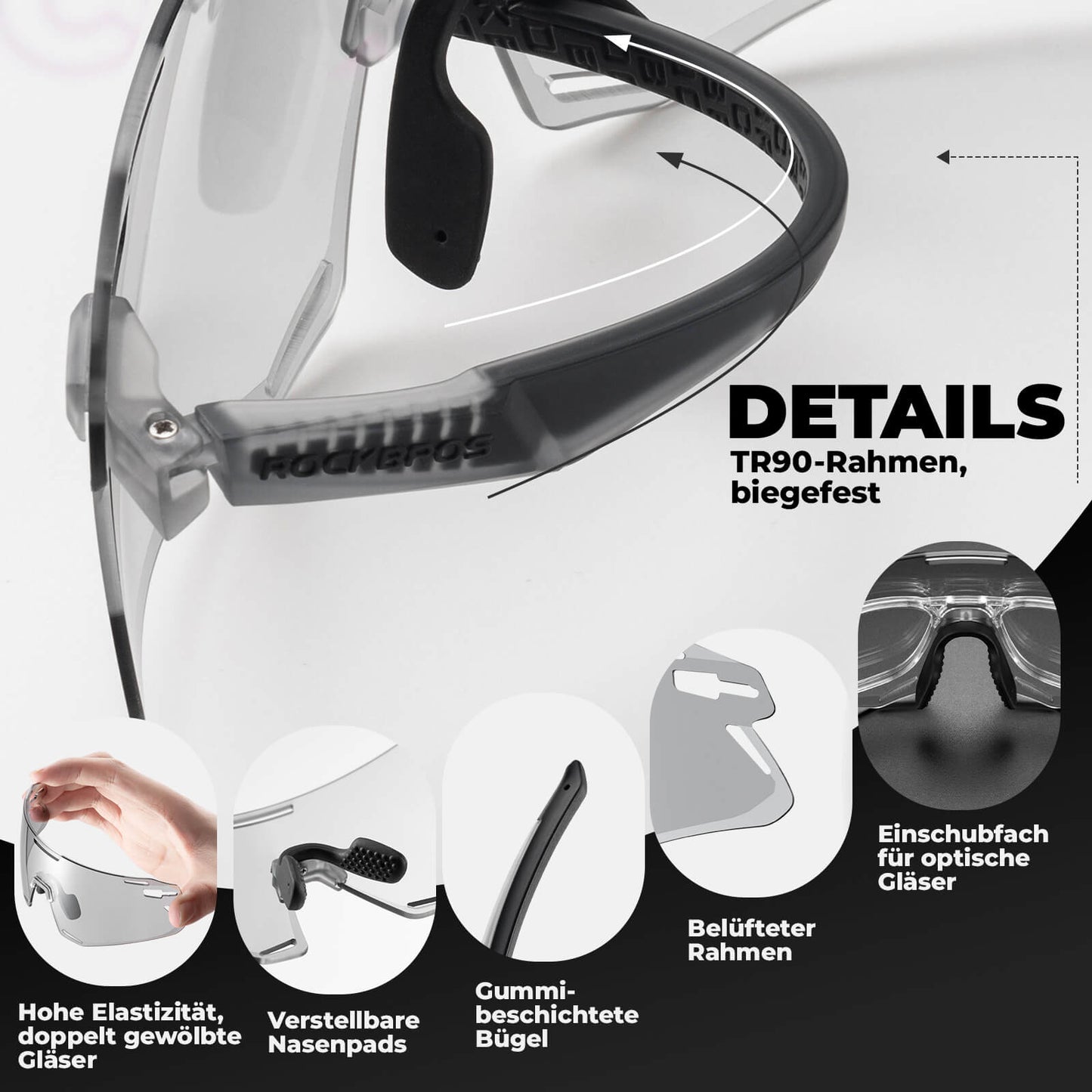 Solglasögon, vindtäta cykelglasögon för utomhussporter, ROCKBROS