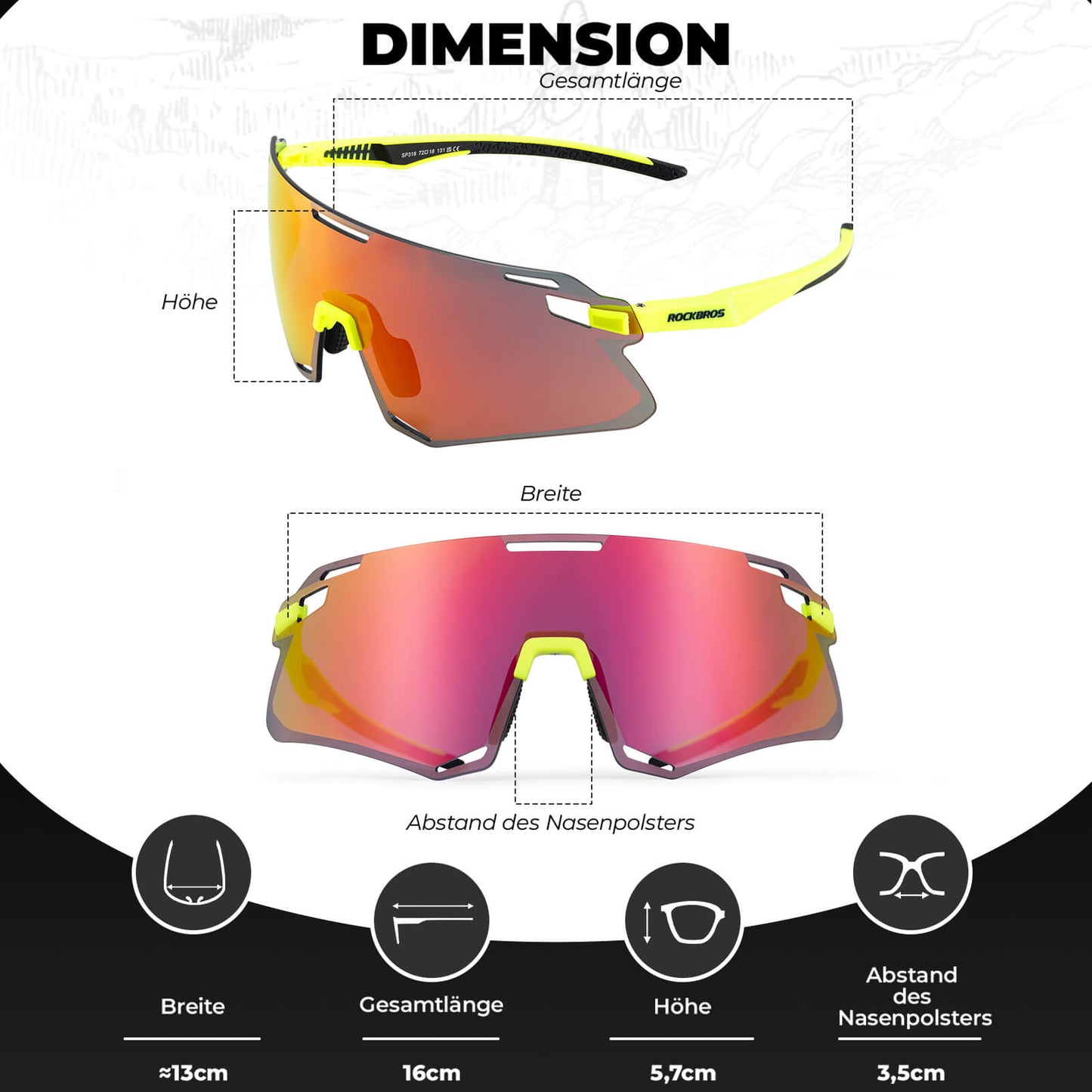 Solglasögon, vindtäta cykelglasögon för utomhussporter, ROCKBROS