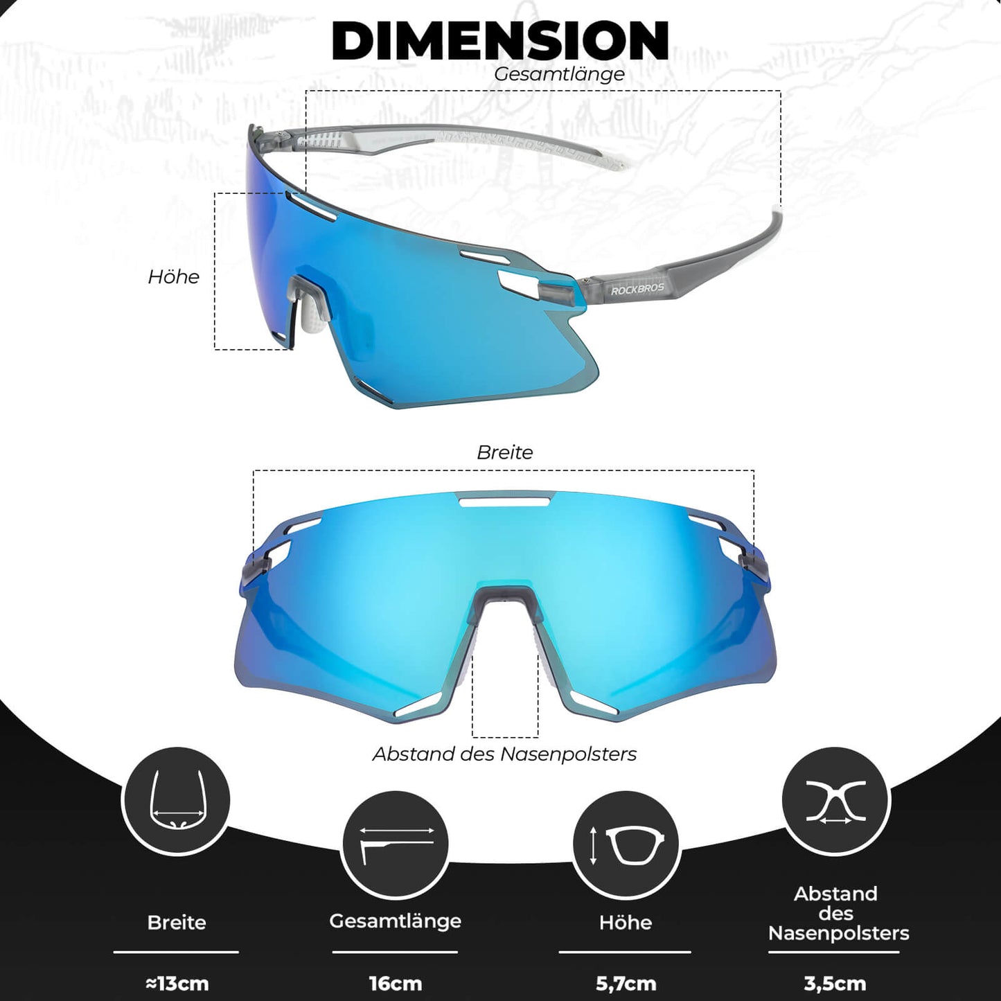 Solglasögon, vindtäta cykelglasögon för utomhussporter, ROCKBROS