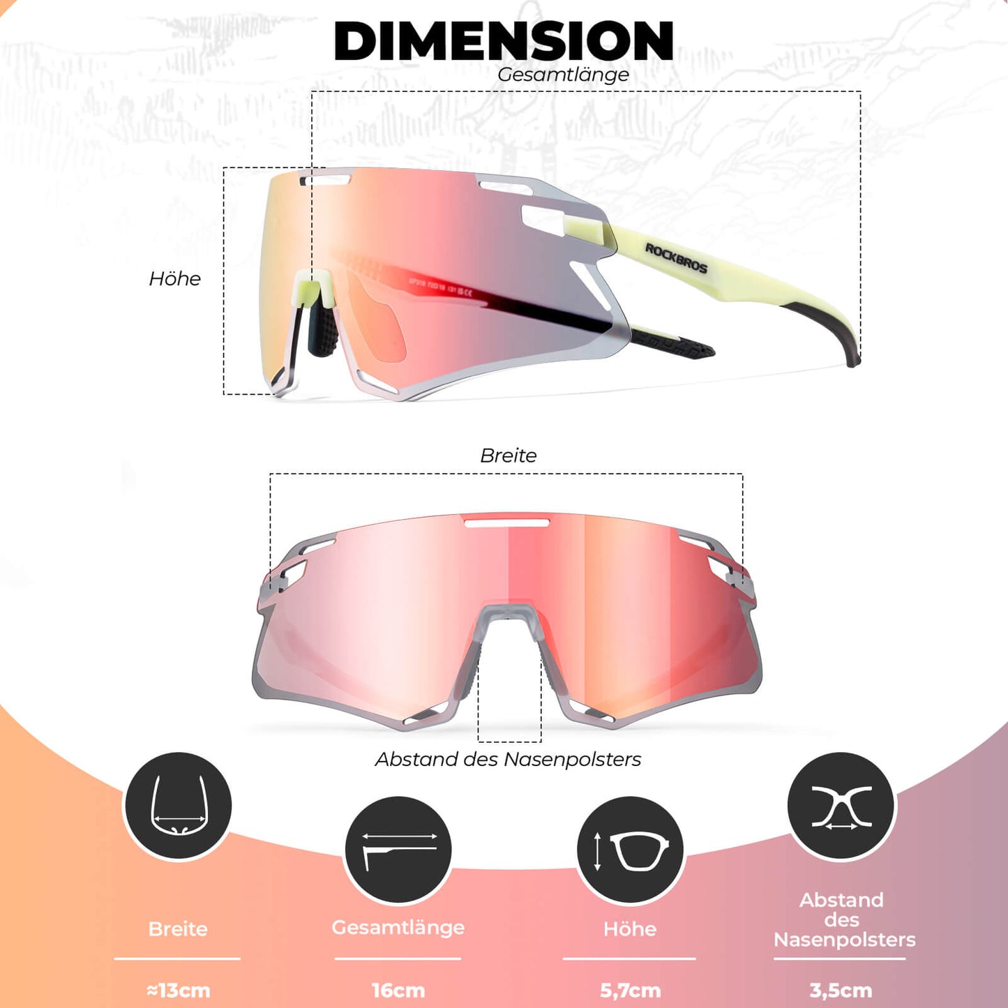 Solglasögon, vindtäta cykelglasögon för utomhussporter, ROCKBROS