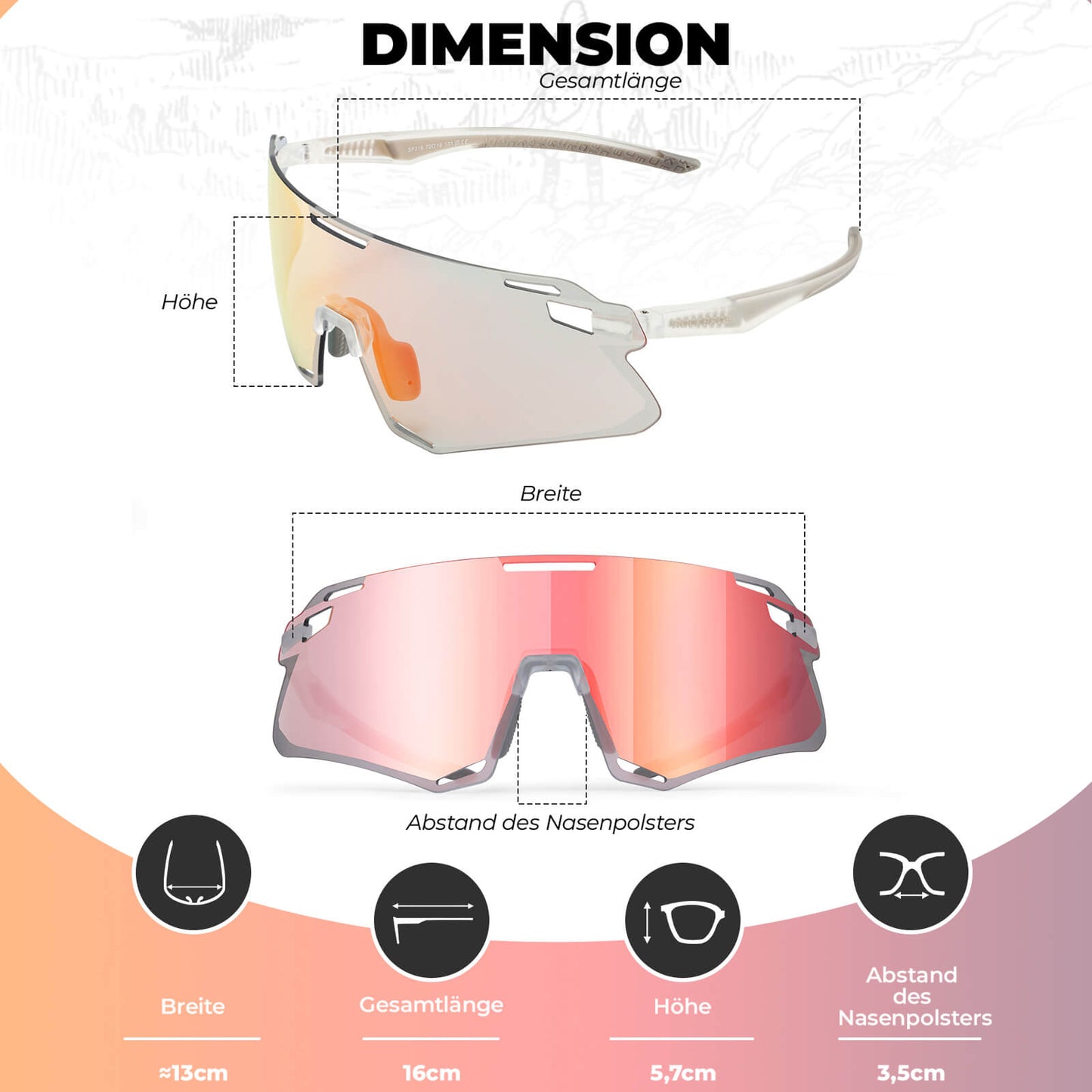 Solglasögon, vindtäta cykelglasögon för utomhussporter, ROCKBROS
