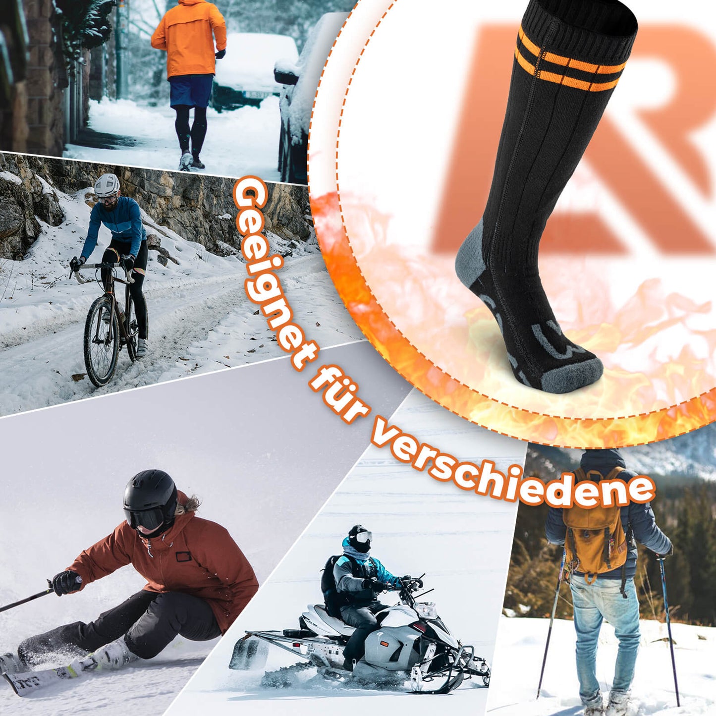 Sportstrumpor, cykelstrumpor, vintervärmestrumpor, laddningsbara 5000mAh ROCKBROS