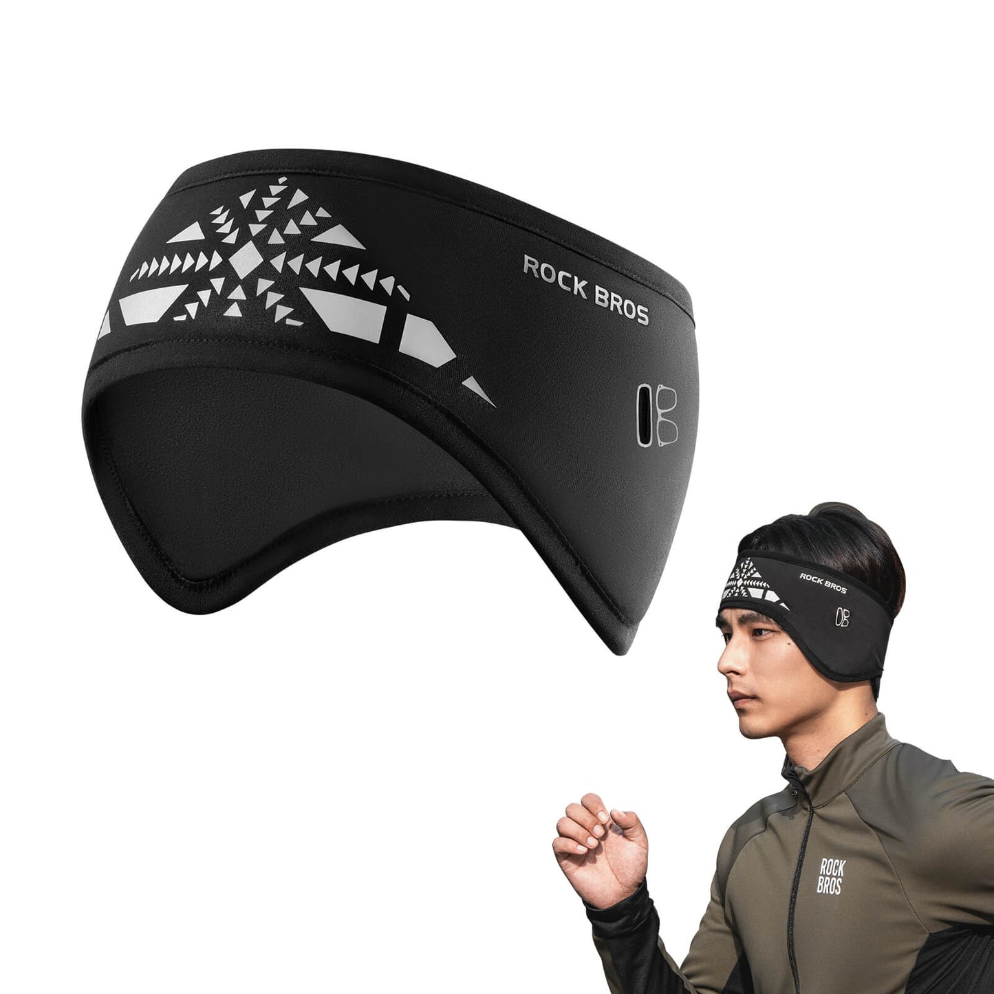 Elastiskt vinterpannband med kardborreknäppning, öronvärmare, unisex, ROCKBROS