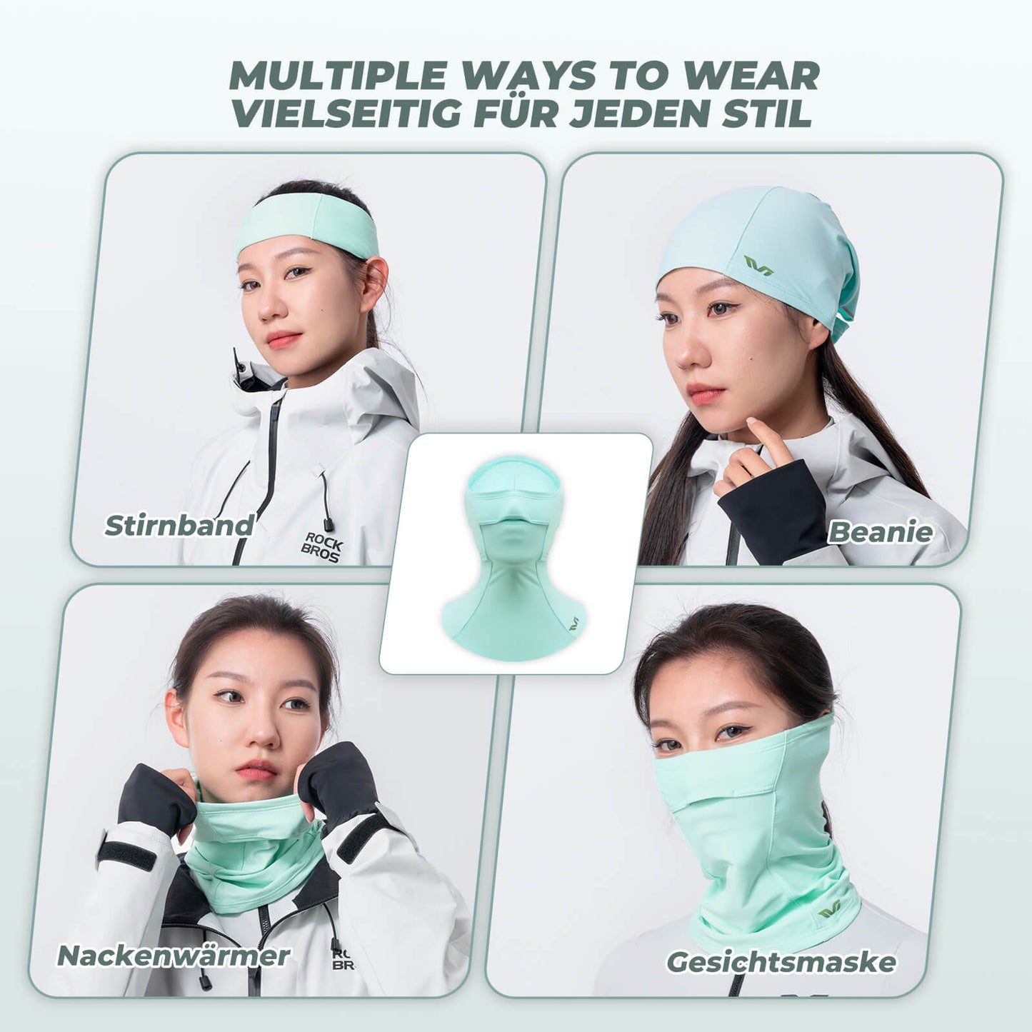 TVI Dambalaklava med hästsvansöppning, Varmgrön, ROCKBROS