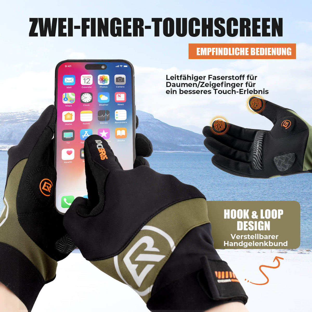ROCKBROS Höst cykelhandskar Touchscreen-kompatibla