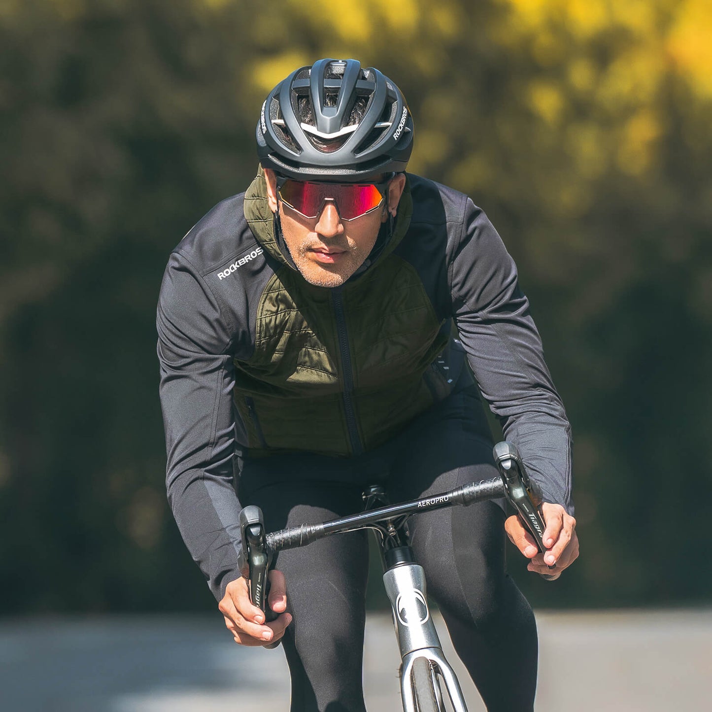 Herrvintercykeljacka, vindtät termisk softshelljacka med huva, ROCKBROS