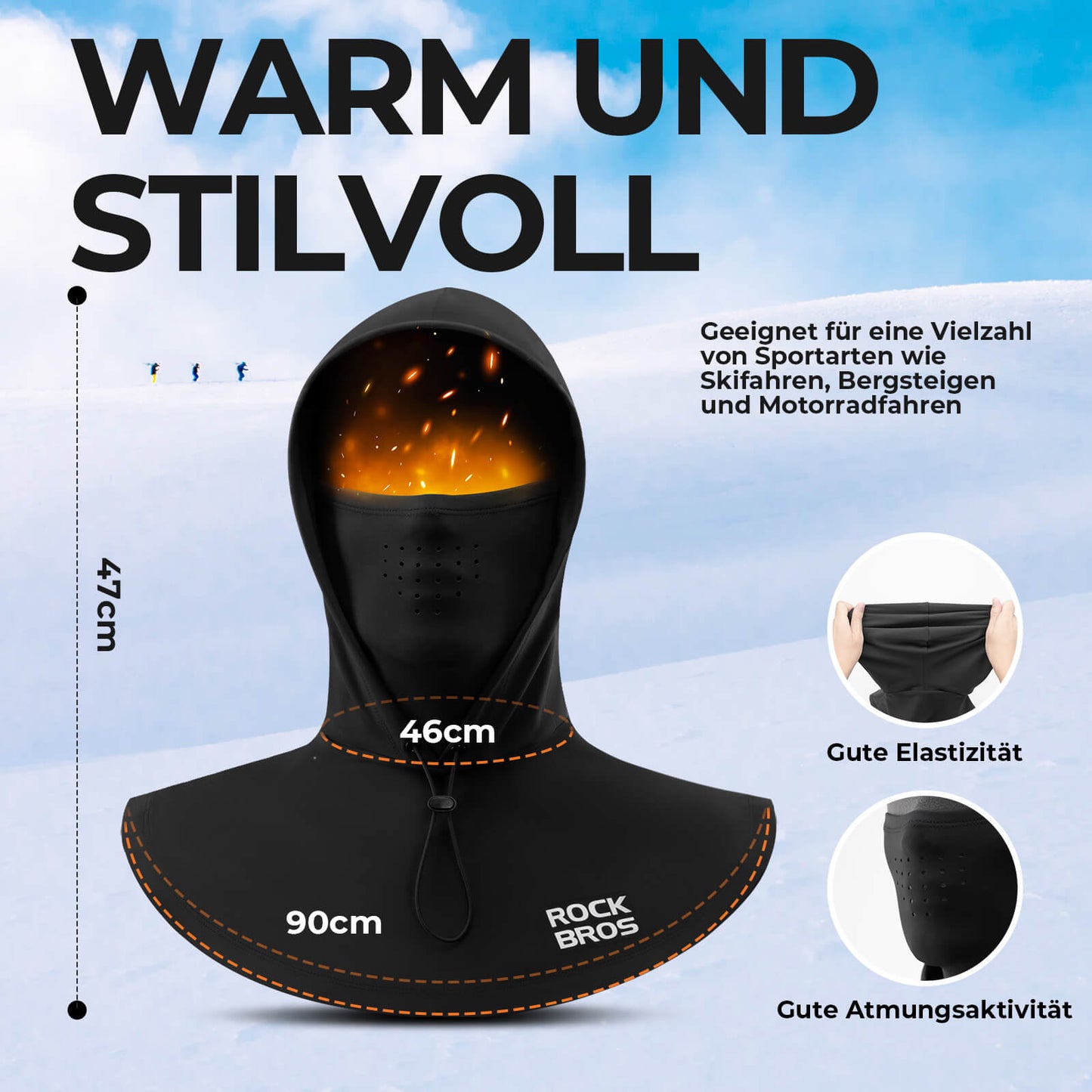 Vinterbalaklava ansiktsmask, varm vindtät balaklava för män och kvinnor, ROCKBROS