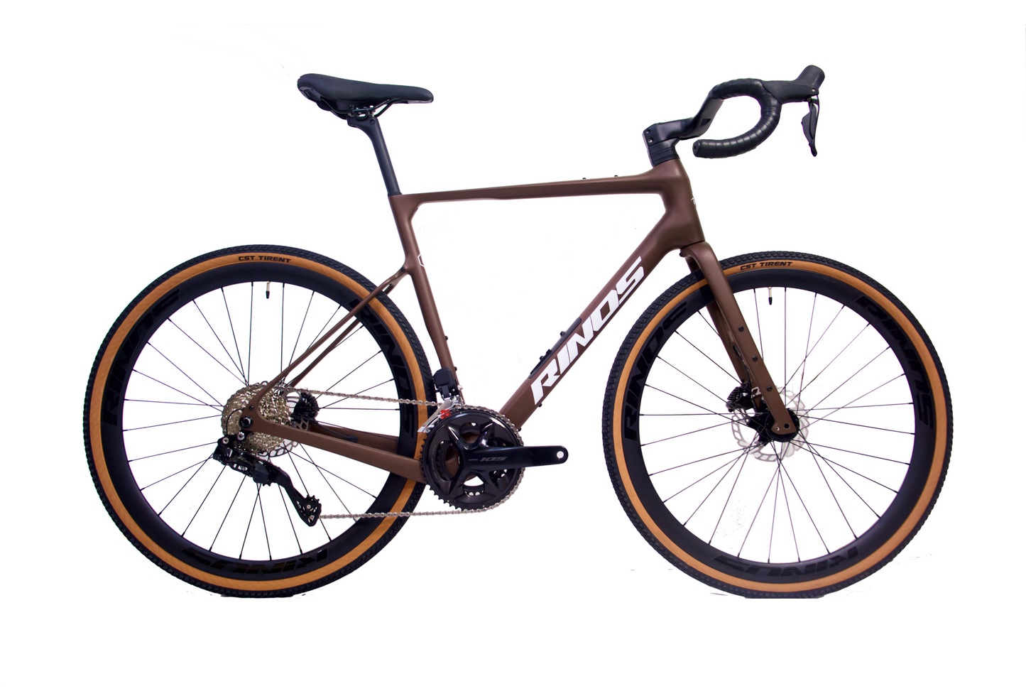 RINOS Kolfiber Gravelcykel Sandman8.0 Shimano 105 Di2 Kaffe