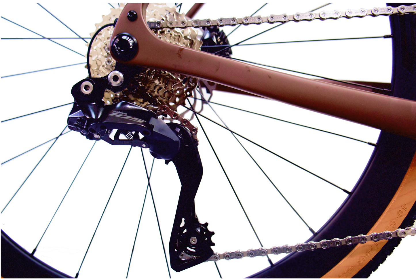 RINOS Kolfiber Gravelcykel Sandman8.0 Shimano 105 Di2 Kaffe