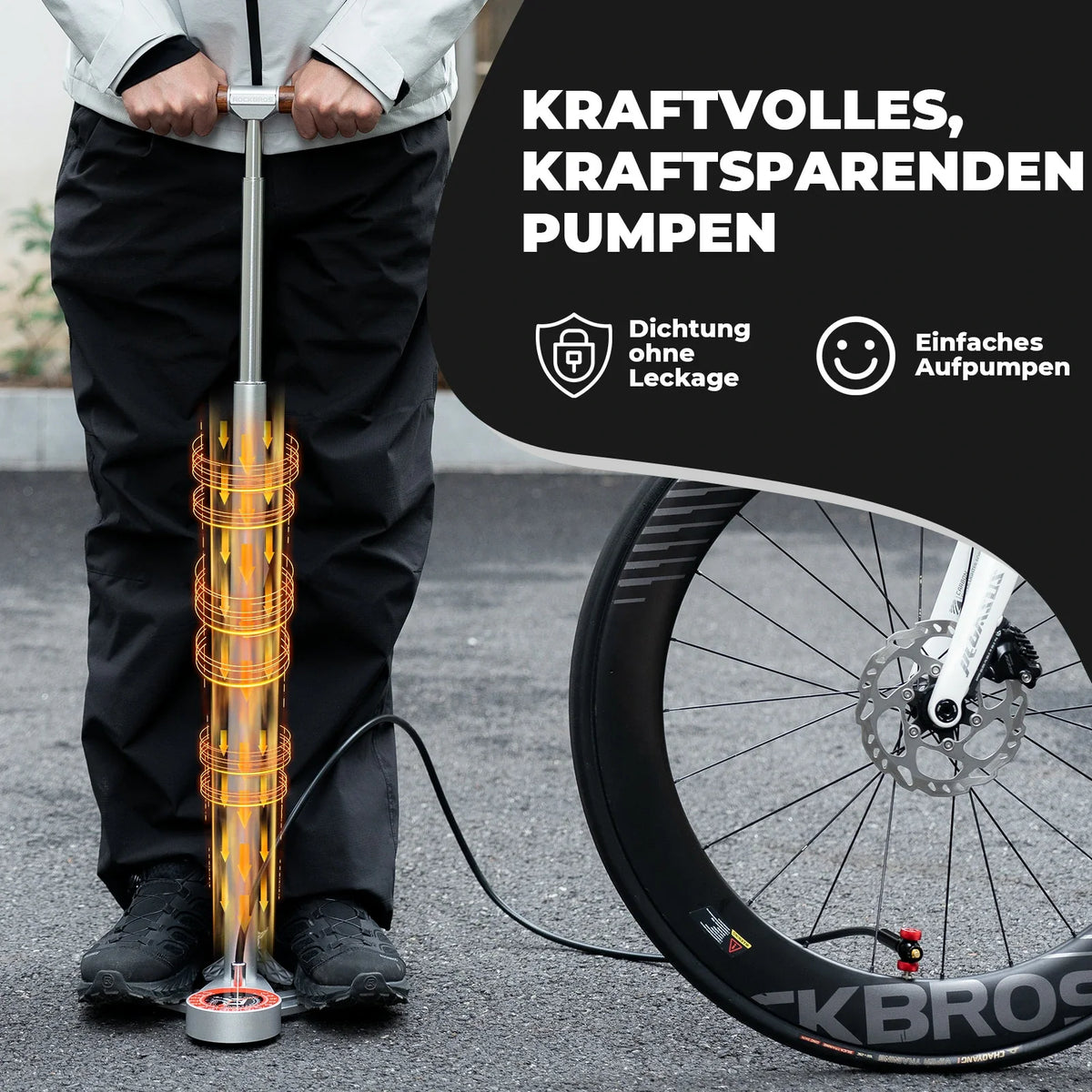 ROCKBROS Golvpump för cykel 240PSI med manometer