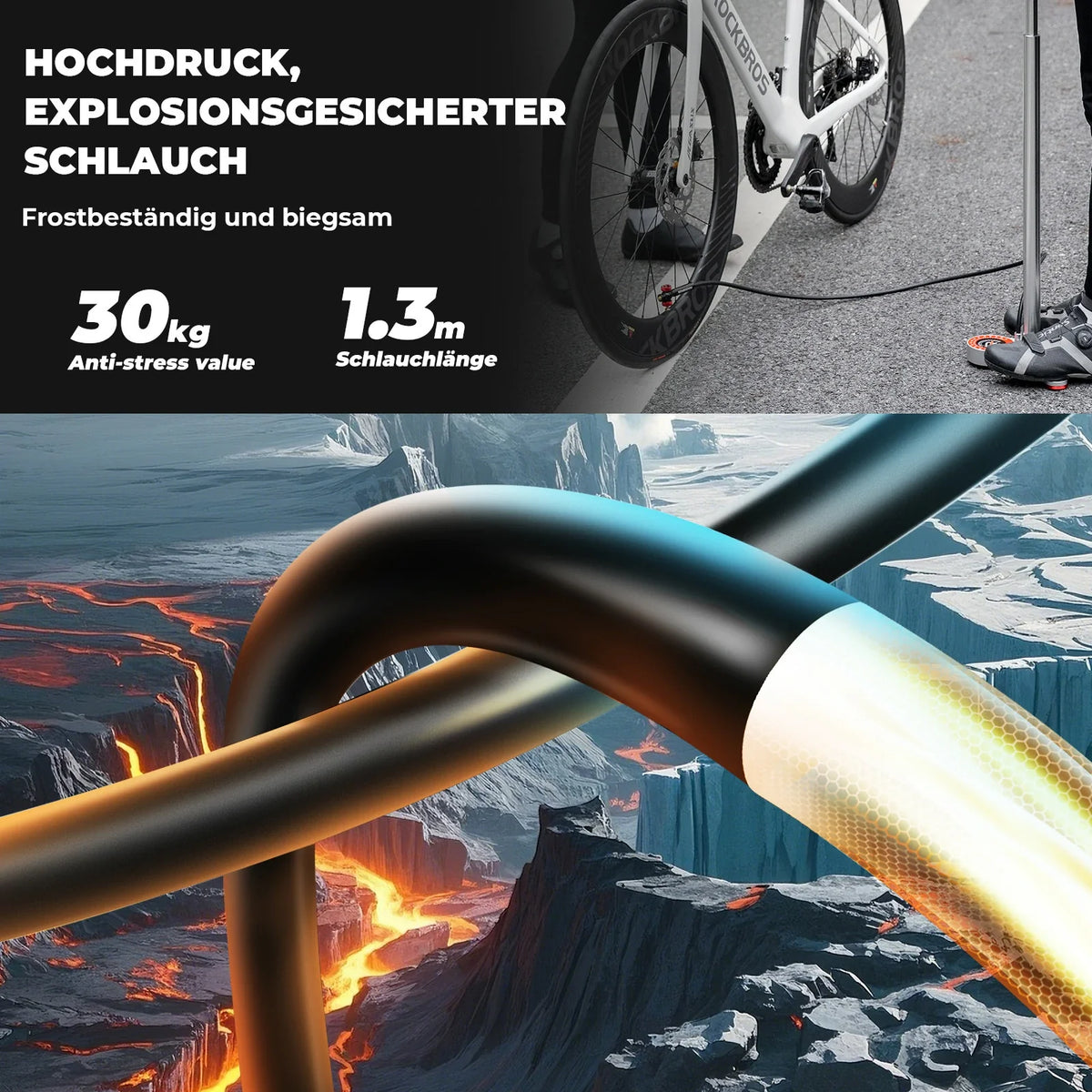 ROCKBROS Golvpump för cykel 240PSI med manometer