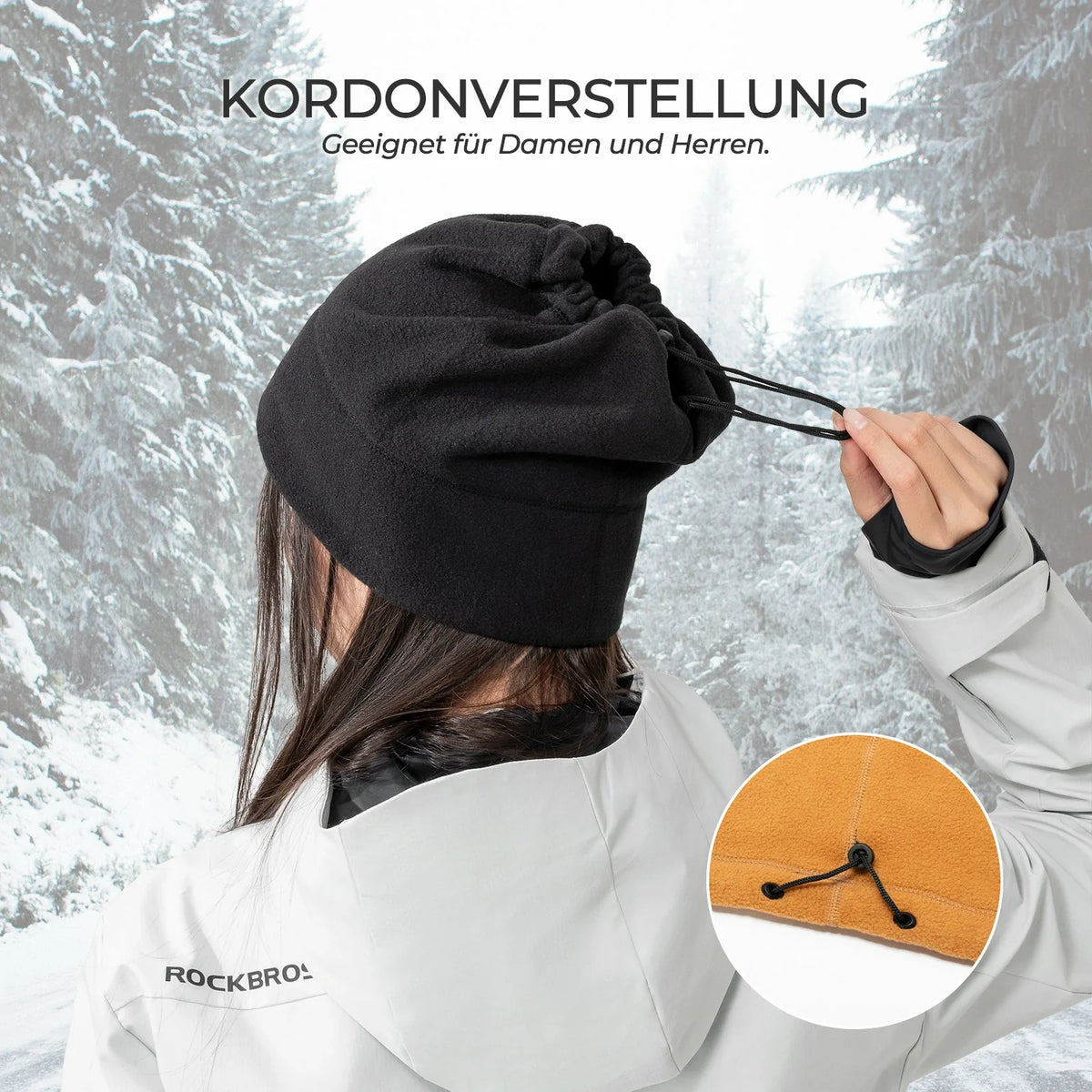 ROCKBROS Vinter rörformad halsduk Fleece halsvärmare, Vindtätt multifunktionstyg