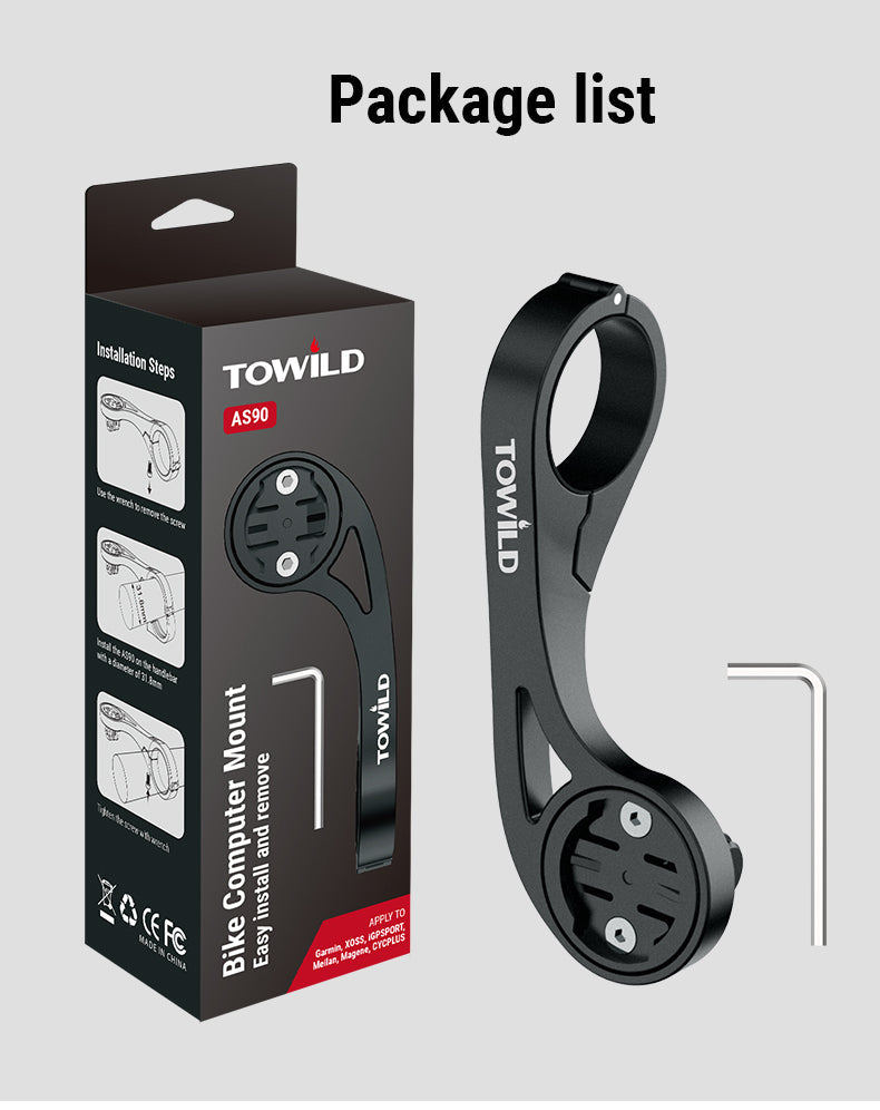 TOWILD AS90 Cykelstyre Ficklampsfäste förlängningsfäste för cykeldatorlampa och GoPro GARMIN XOSS iGPSport