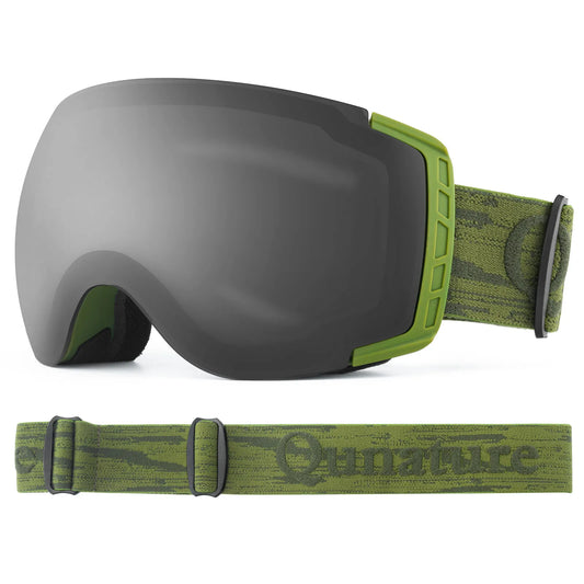 Qunature skidglasögon, snowboardglasögon, anti-fog UV400 dam/män för glasögonbärare