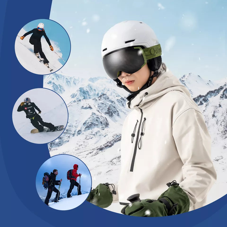 Qunature skidglasögon, snowboardglasögon, anti-fog UV400 dam/män för glasögonbärare