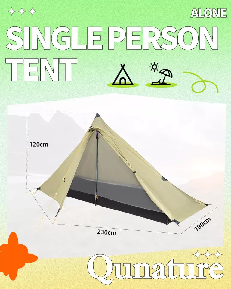 Qunature vandringstält 1-manstält Ultralätt campingtält Vattentätt 230*180cm