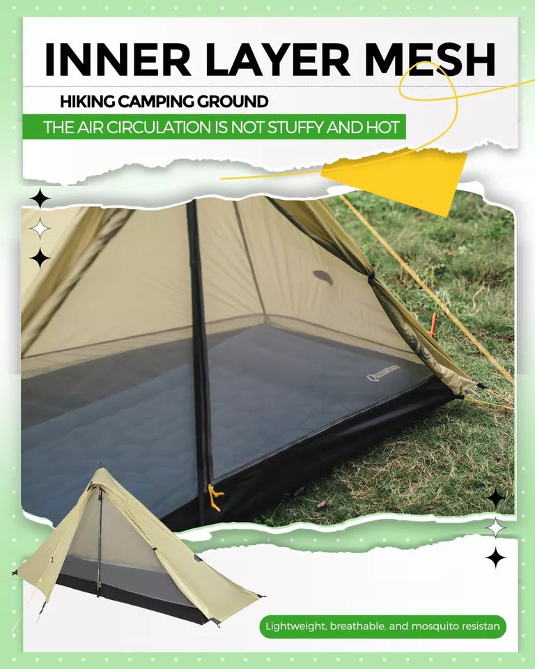 Qunature vandringstält 1-manstält Ultralätt campingtält Vattentätt 230*180cm
