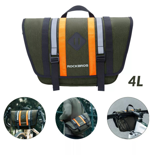 ROCKBROS 2.5L-4L styrväska främre cykelväska crossväska med axelrem grön
